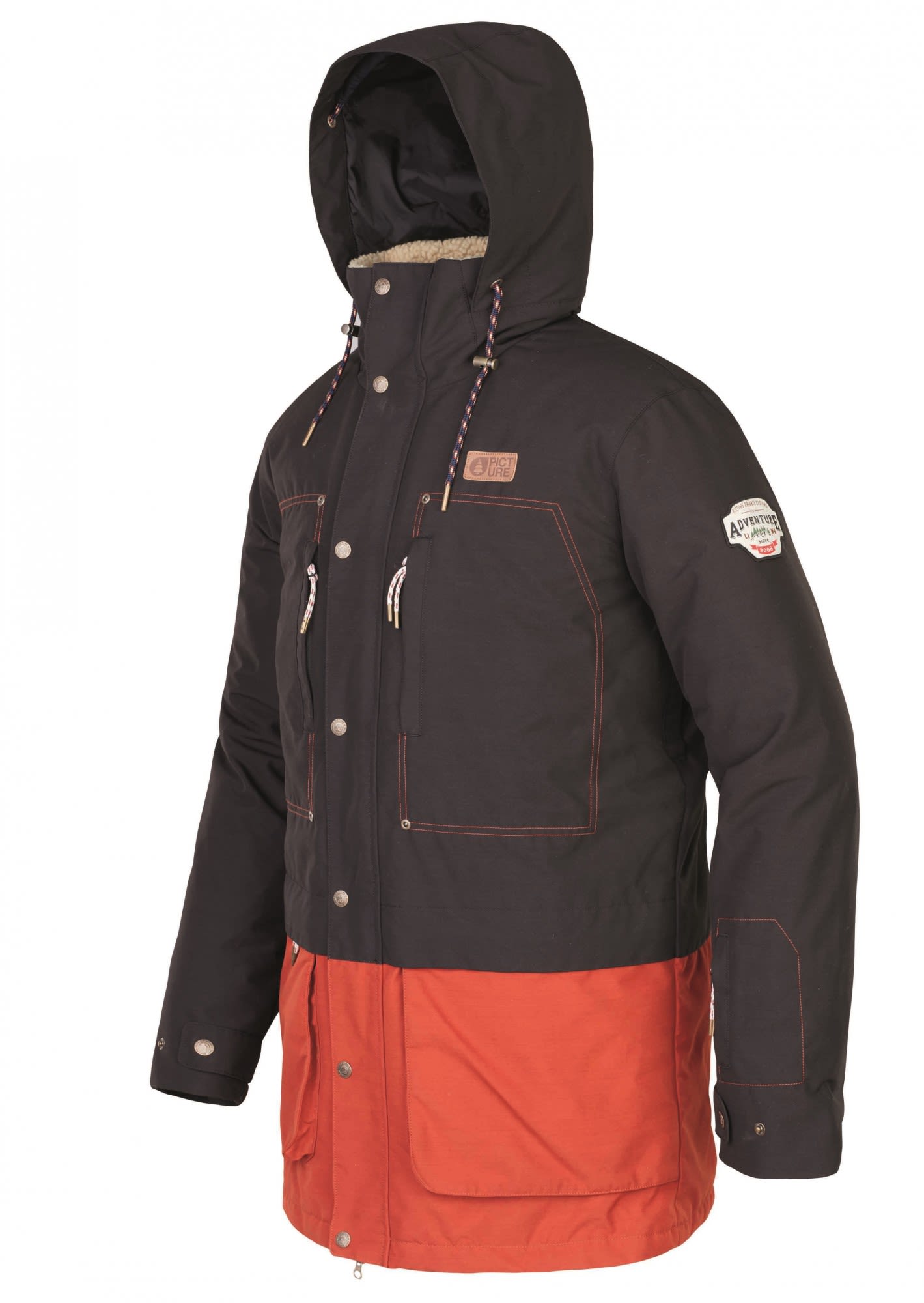 Picture Dann Jacket Colorblock - Orange - Schwarz- Male Anoraks- Grsse S - Farbe Black