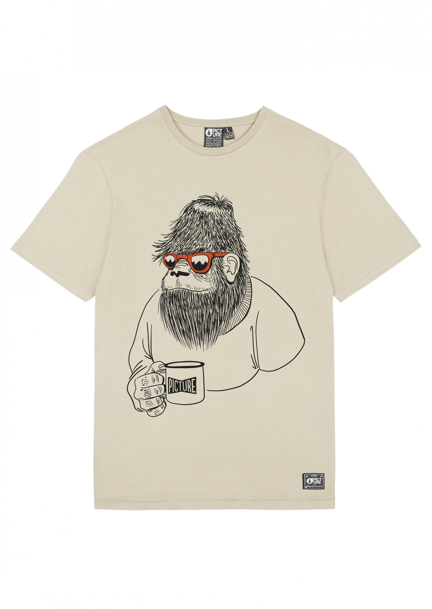 Picture Gorille Tee Beige- Male Kurzarm-Shirts- Grsse S - Farbe Mastic