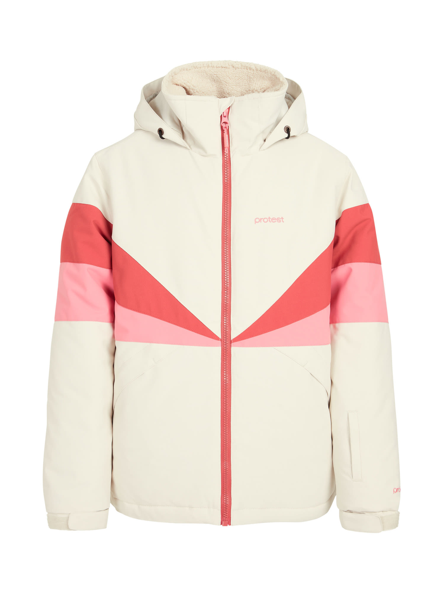 Protest Girls Prtkate JR Snowjacket Colorblock - Beige - Weiss- Female Anoraks- Grsse 128 - Farbe Kitoffwhite unter Protest