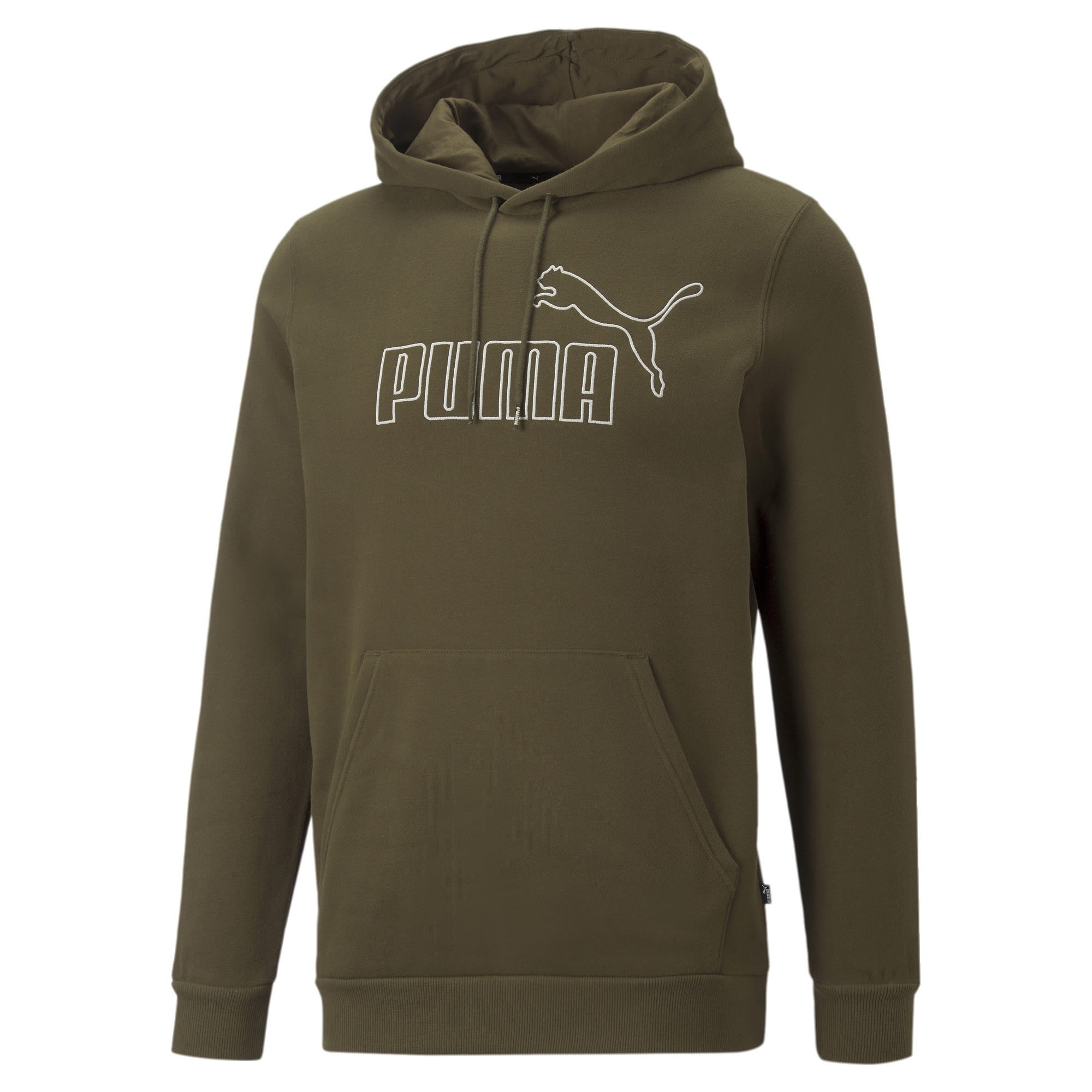 Puma Essentials Elevated Hoodie FL Oliv- Male Sweaters und Hoodies- Grsse S - Farbe Deep Olive