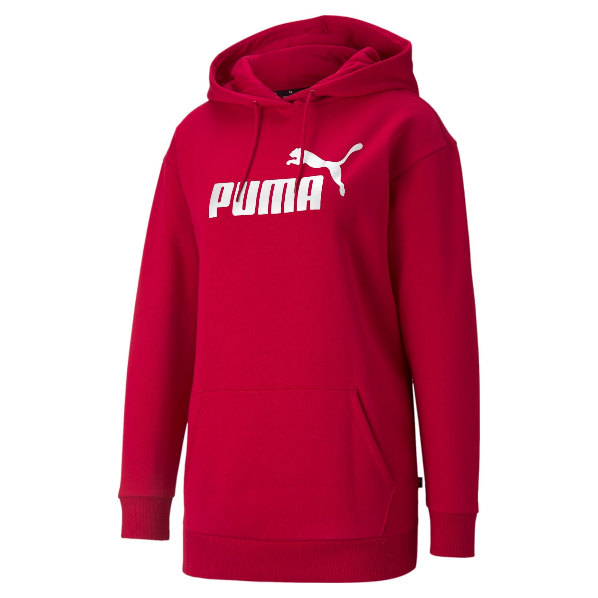 Puma Essentials Elongated Logo Hoodie Rot- Female Sweaters und Hoodies- Grsse XS - Farbe Persian Red unter Puma