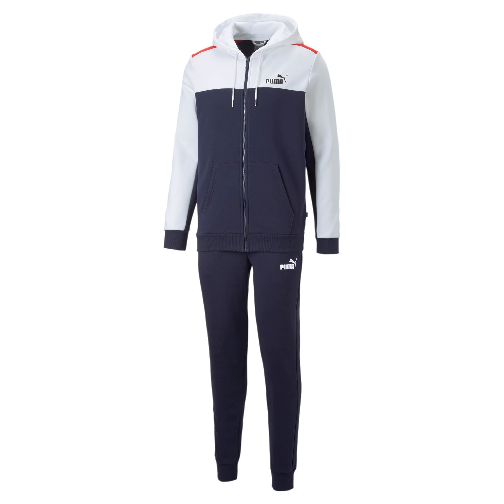 Puma Essentials+ Hooded Colorblock Suit FL CL Colorblock - Blau - Weiss- Male Freizeitpullover- Grsse S - Farbe Peacoat