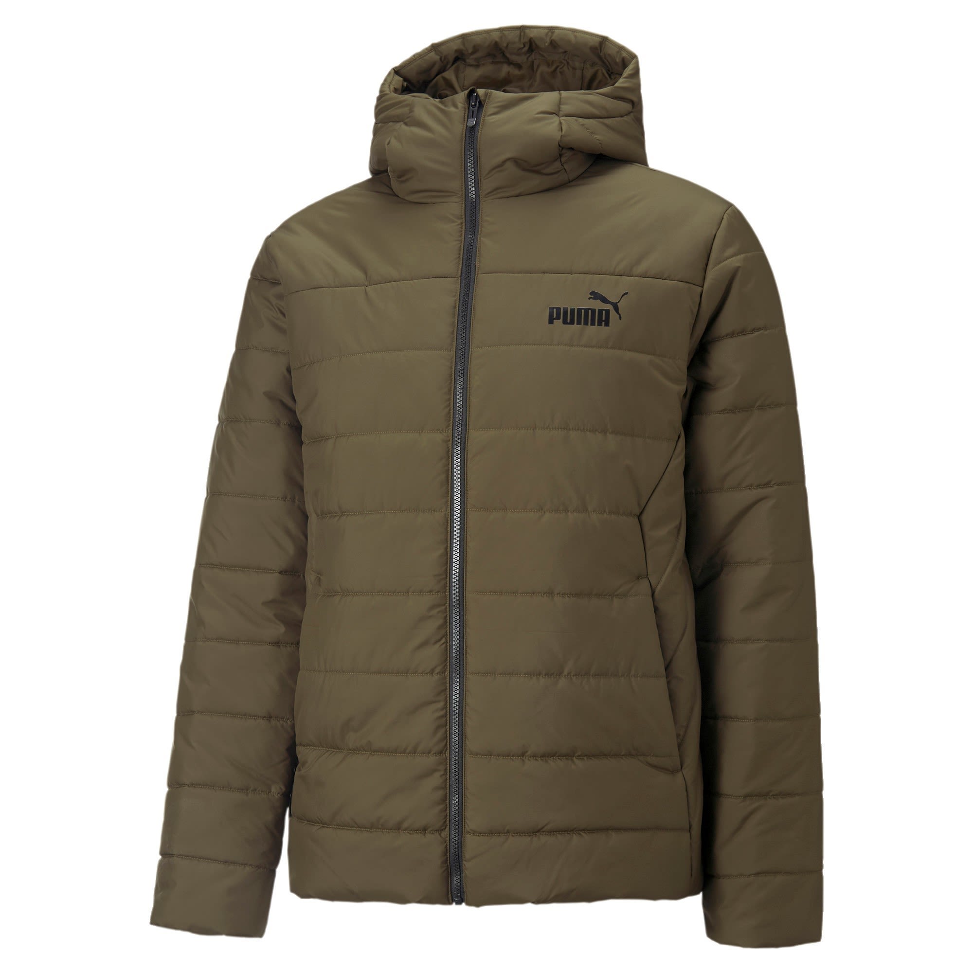 Puma Essentials Hooded Padded Jacket Oliv- Male Ponchos und Capes- Grsse S - Farbe Deep Olive