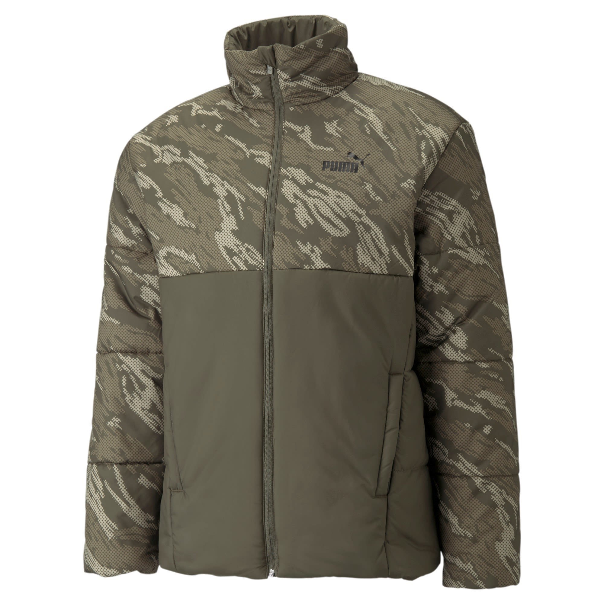 Puma Essentials+ Padded AOP Jacket Oliv- Male Ponchos und Capes- Grsse M - Farbe Grape Leaf