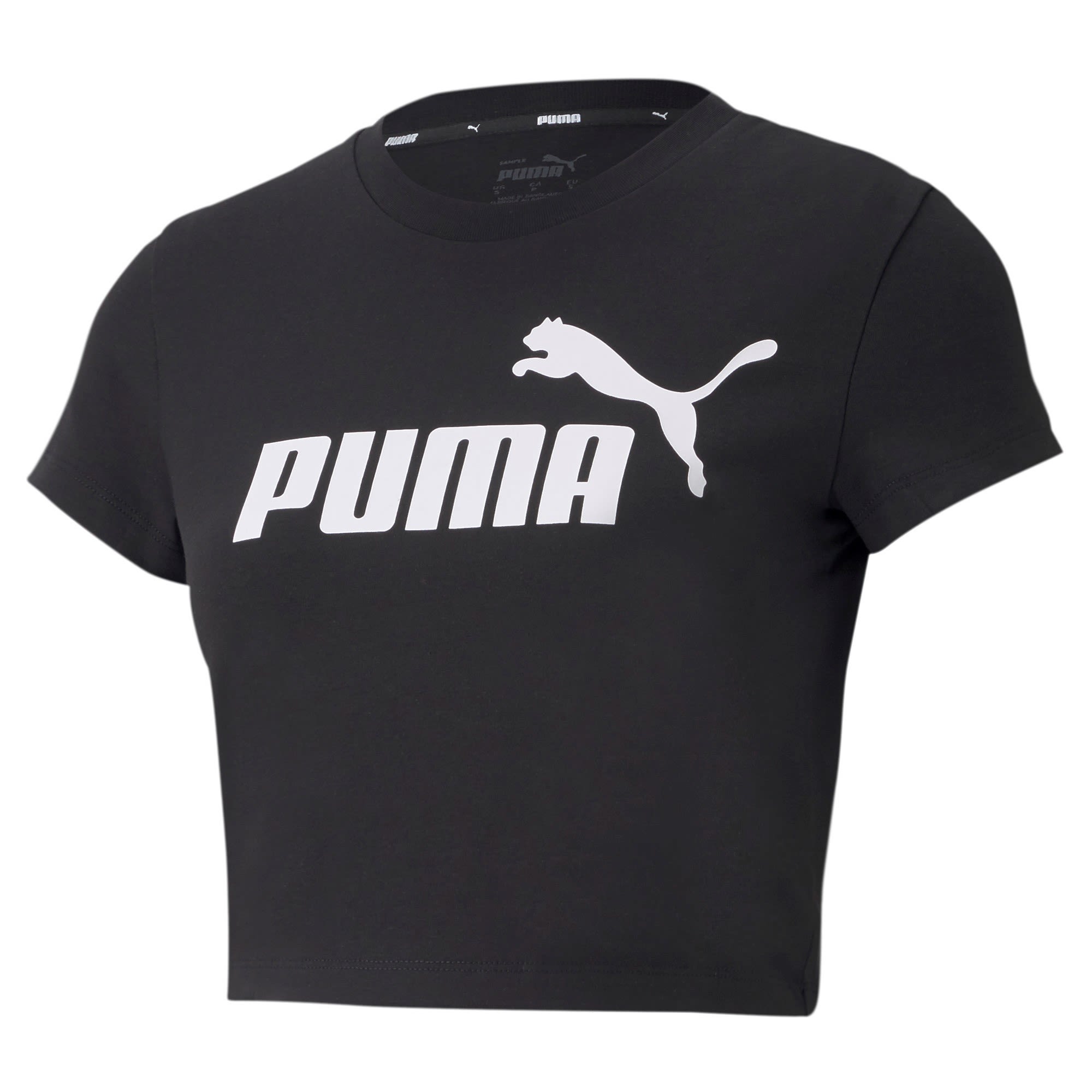 Puma Essentials Slim Logo Tee Schwarz- Female Kurzarm-Shirts- Grsse L - Farbe Puma Black