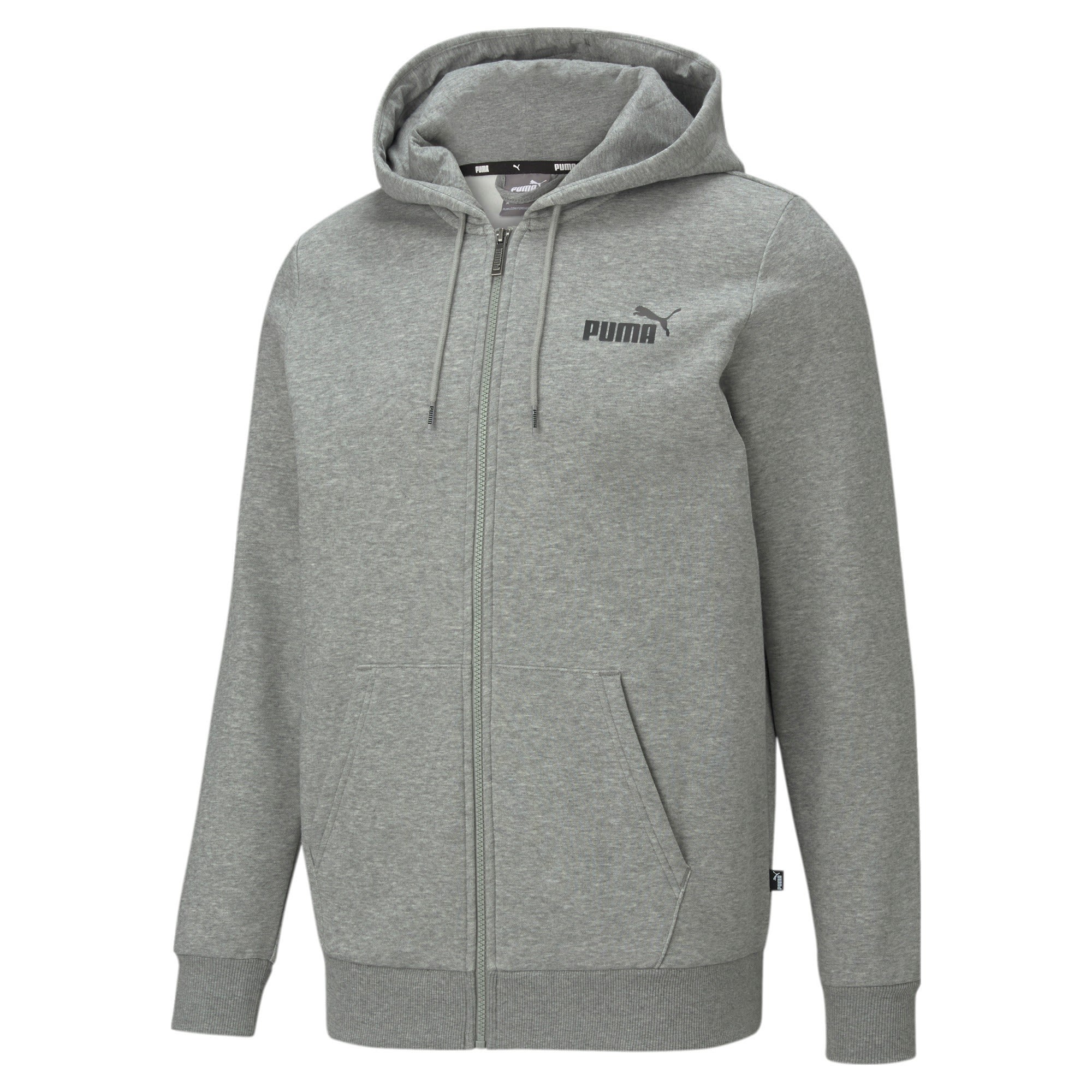 Puma Essentials Small Logo Full-Zip Hoodie FL Grau- Male Ponchos und Capes- Grsse S - Farbe Medium Gray Heather