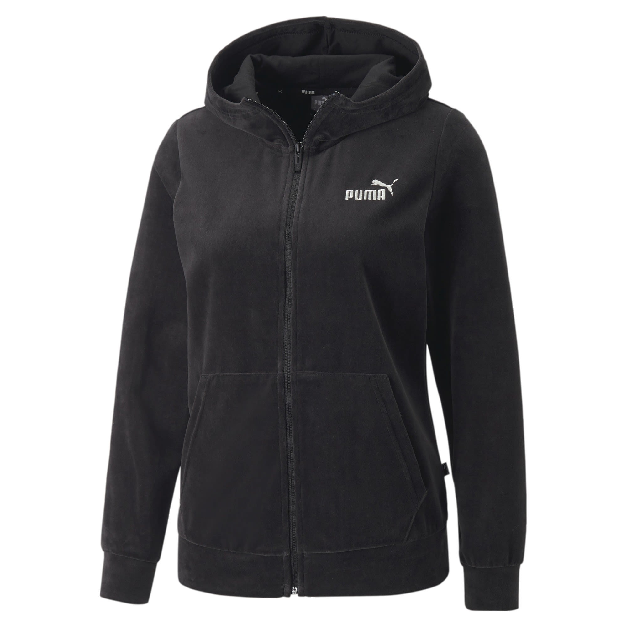 Puma Essentials+ Velour Full-Zip Hoodie Schwarz- Female Ponchos und Capes- Grsse S - Farbe Puma Black