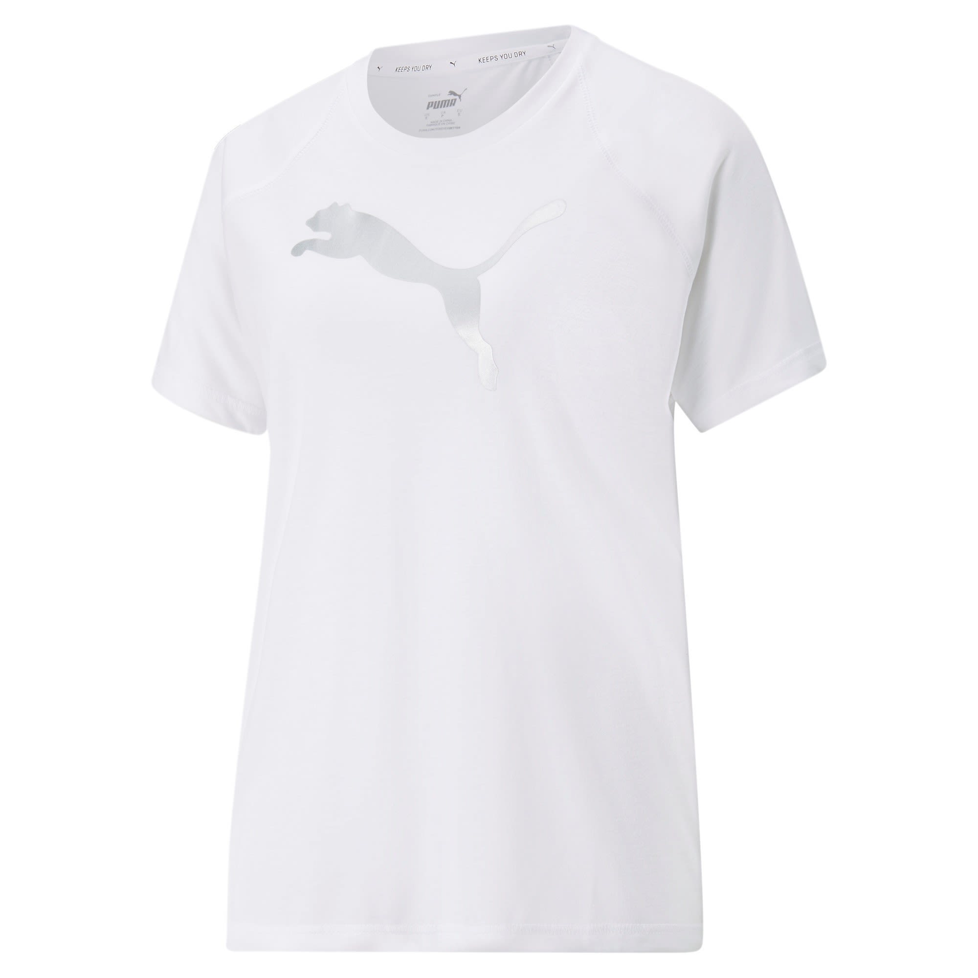 Puma Evostripe Tee Weiss- Female Kurzarm-Shirts- Grsse XS - Farbe Puma White