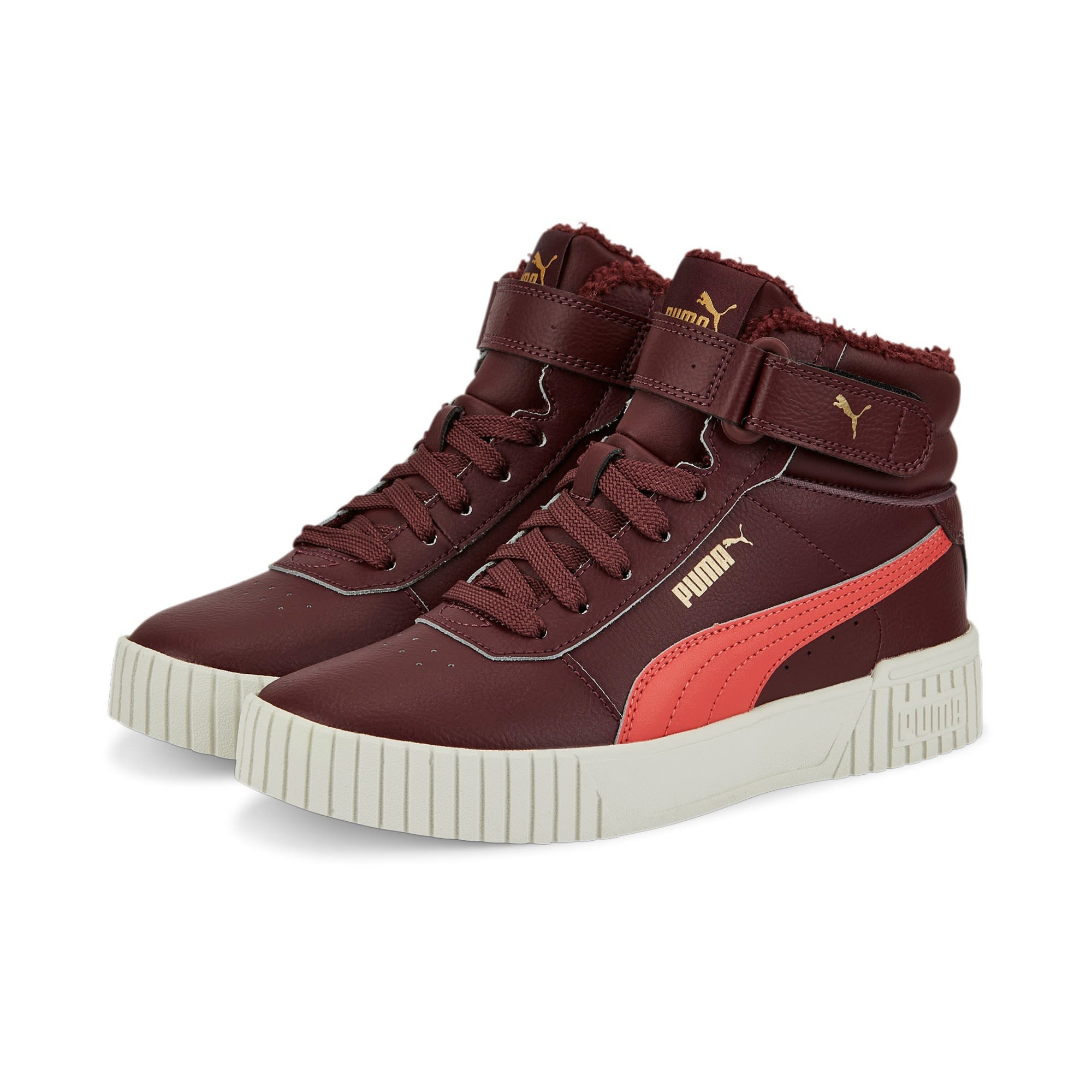 Puma Girls Carina 2-0 Mid WTR Rot- Female Winterstiefel und -schuhe- Grsse EU 35-5 - Farbe Aubergine - Salmon - Puma Team Gold