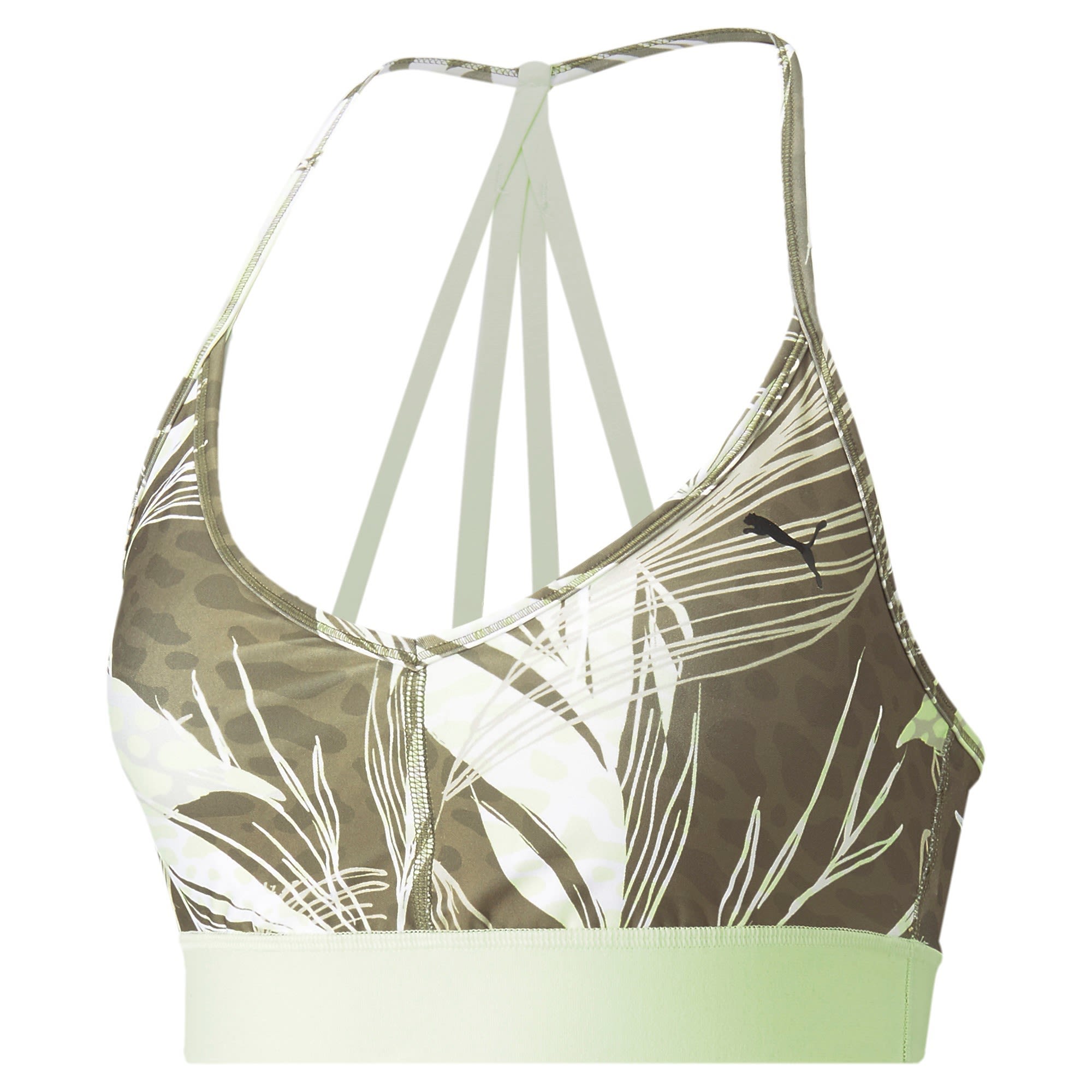 Puma Low Impact Risktaker Bra Grn- Female Sport-BHs- Grsse S - Farbe Dark Green Moss - Trop Print