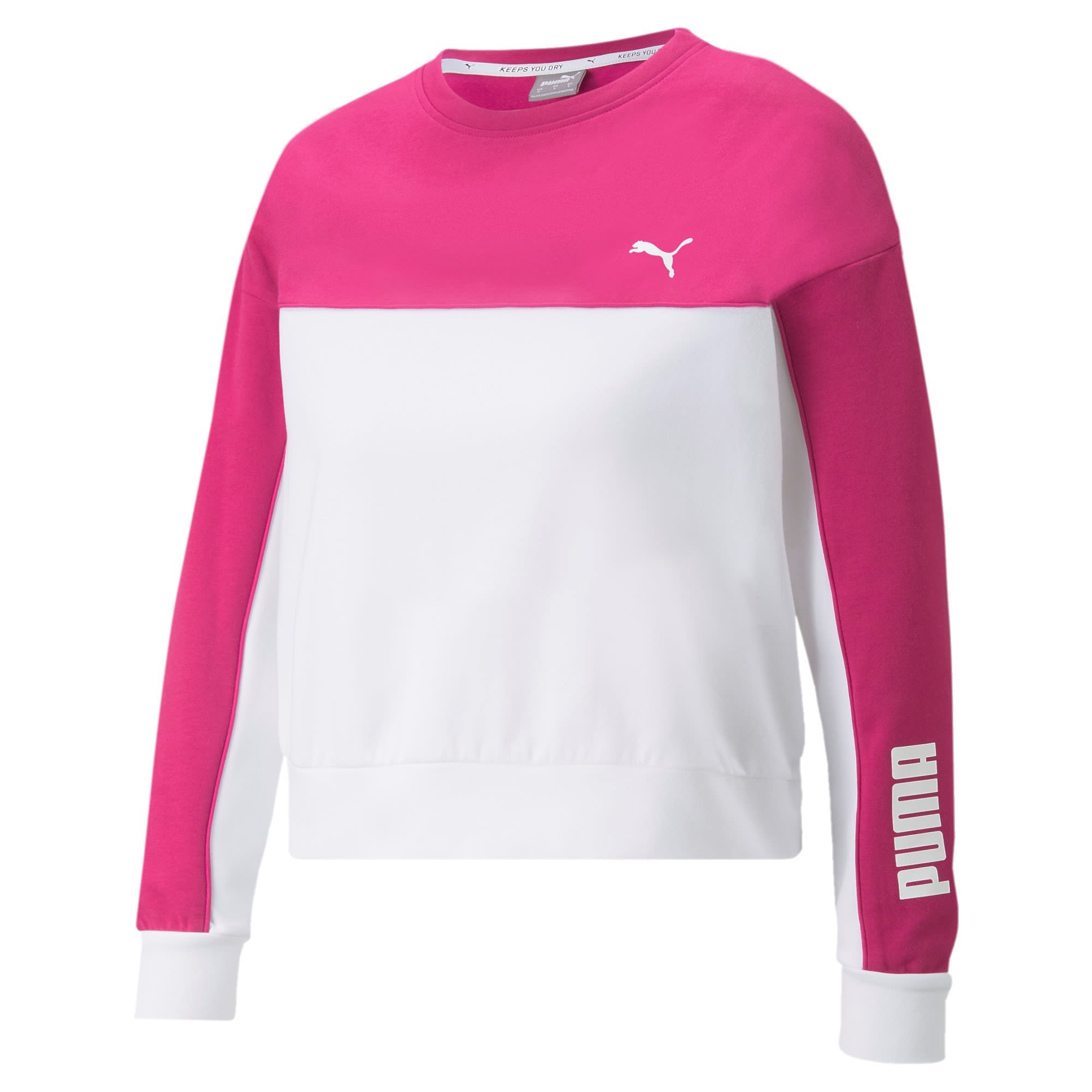 Puma Modern Sports Crew Colorblock - Pink - Weiss- Female Sweaters und Hoodies- Grsse XS - Farbe Festival Fuchsia