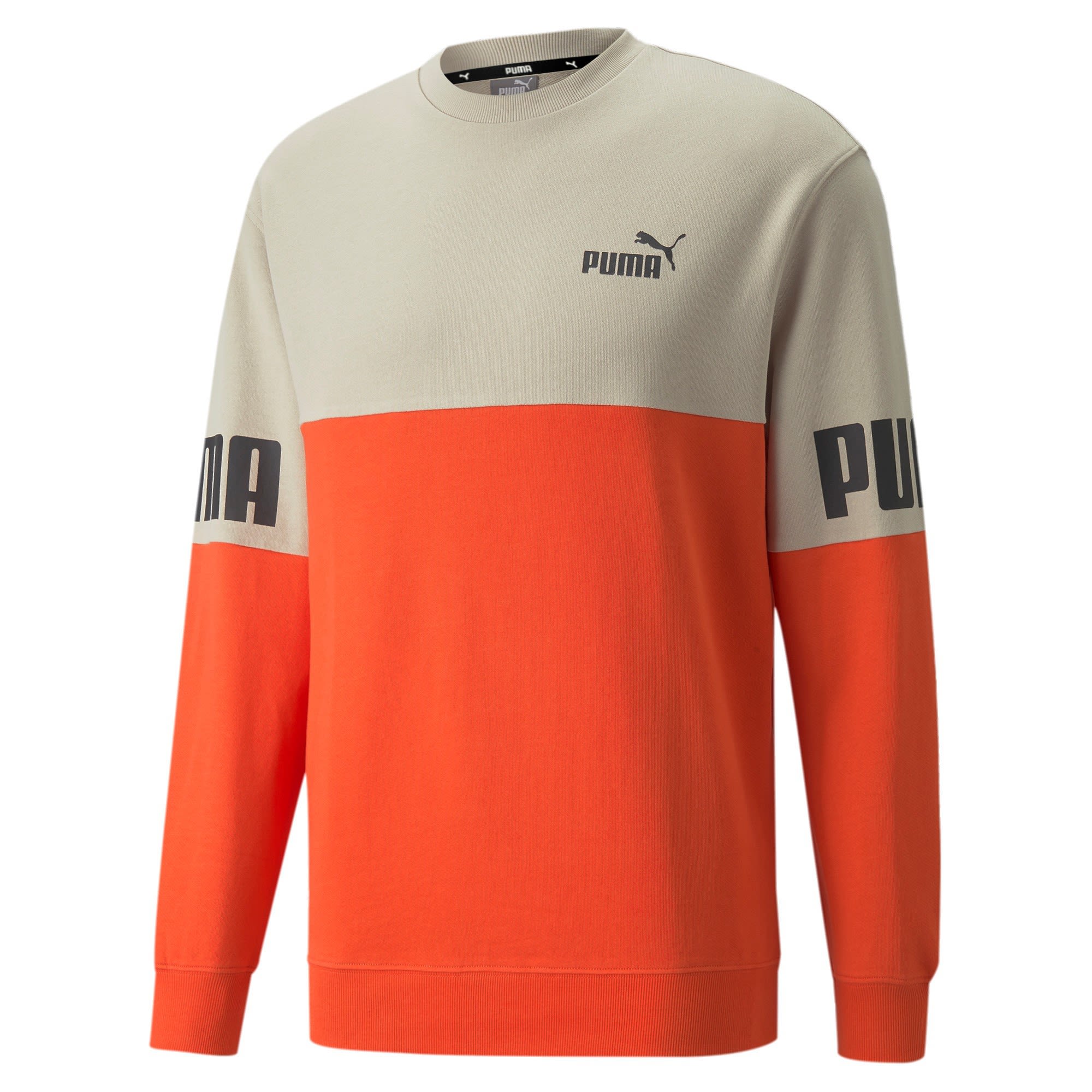 Puma Puma Power Colorblock Crew Colorblock - Beige - Orange- Male Sweaters und Hoodies- Grsse S - Farbe Putty