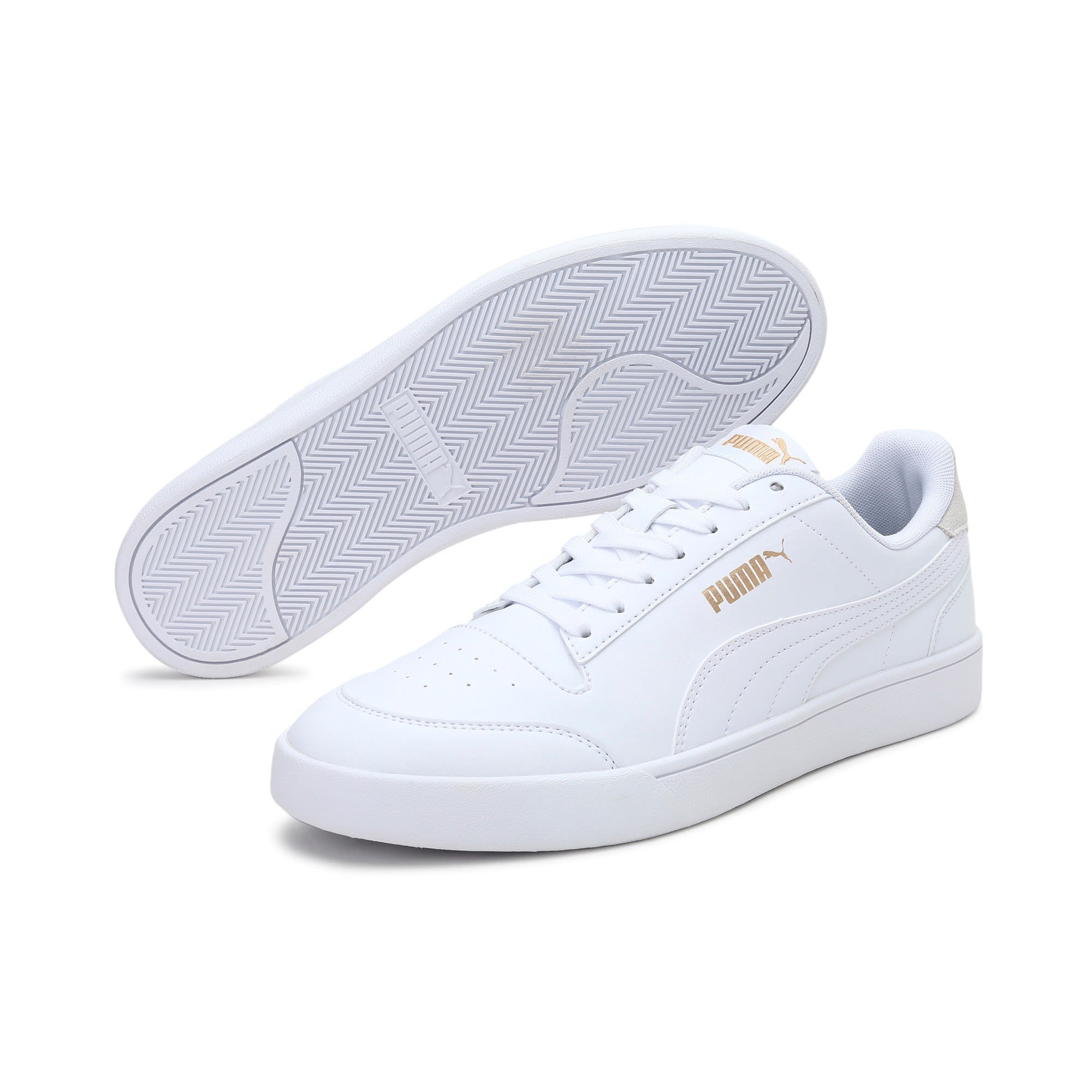 Puma Shuffle Weiss- Freizeitschuhe- Grsse EU 38-5 - Farbe Puma White - Puma White - Puma Team Gold