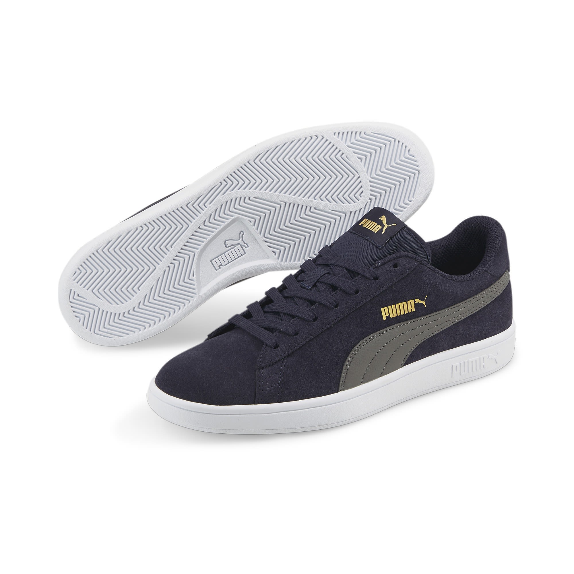 Puma Smash V2 Blau- Freizeitschuhe- Grsse EU 38-5 - Farbe Puma New Navy - Castlerock - Puma Team Gold