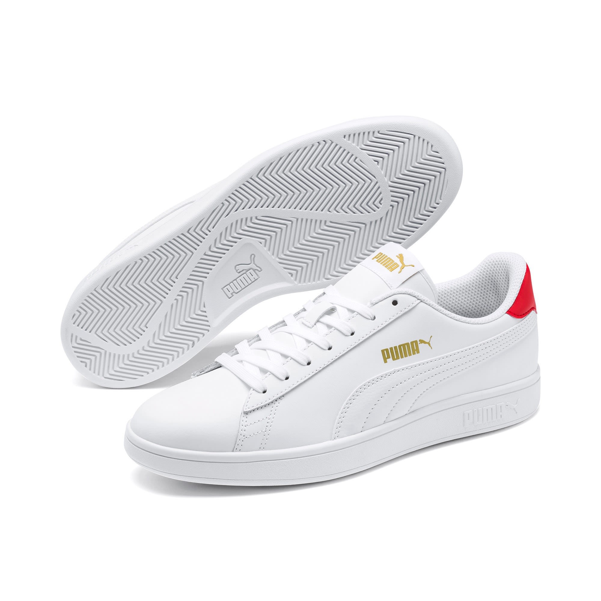 Puma Smash V2 L Weiss- Freizeitschuhe- Grsse EU 38 - Farbe Puma White - High Risk Red - Puma Team Gold