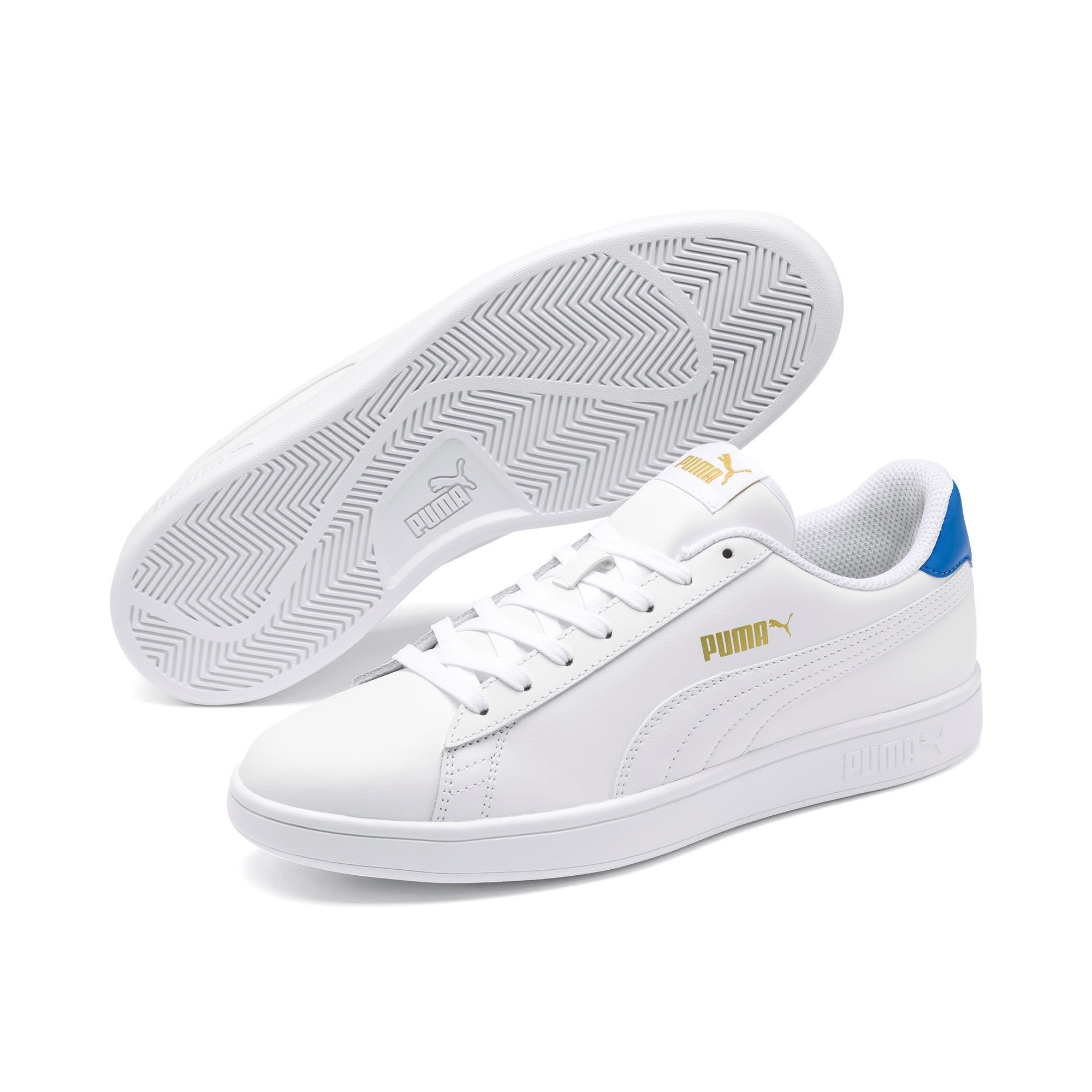 Puma Smash V2 L Weiss- Freizeitschuhe- Grsse EU 40 - Farbe Puma White - Palace Blue - Puma Team Gold