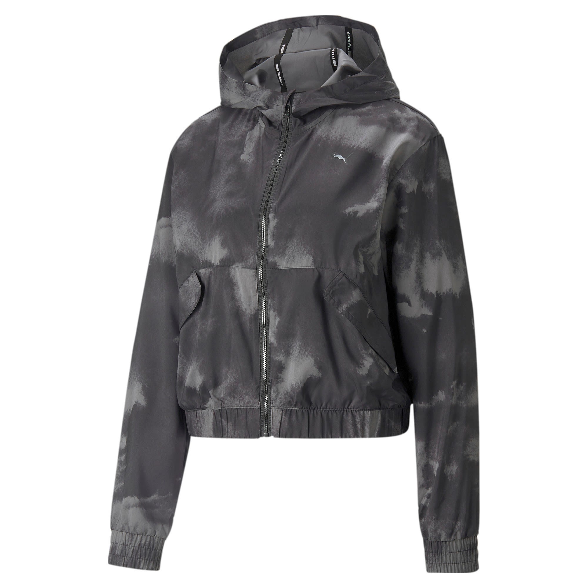 Puma Train AOP Woven Jacket Grau- Female Ponchos und Capes- Grsse L - Farbe Puma Black - Q1