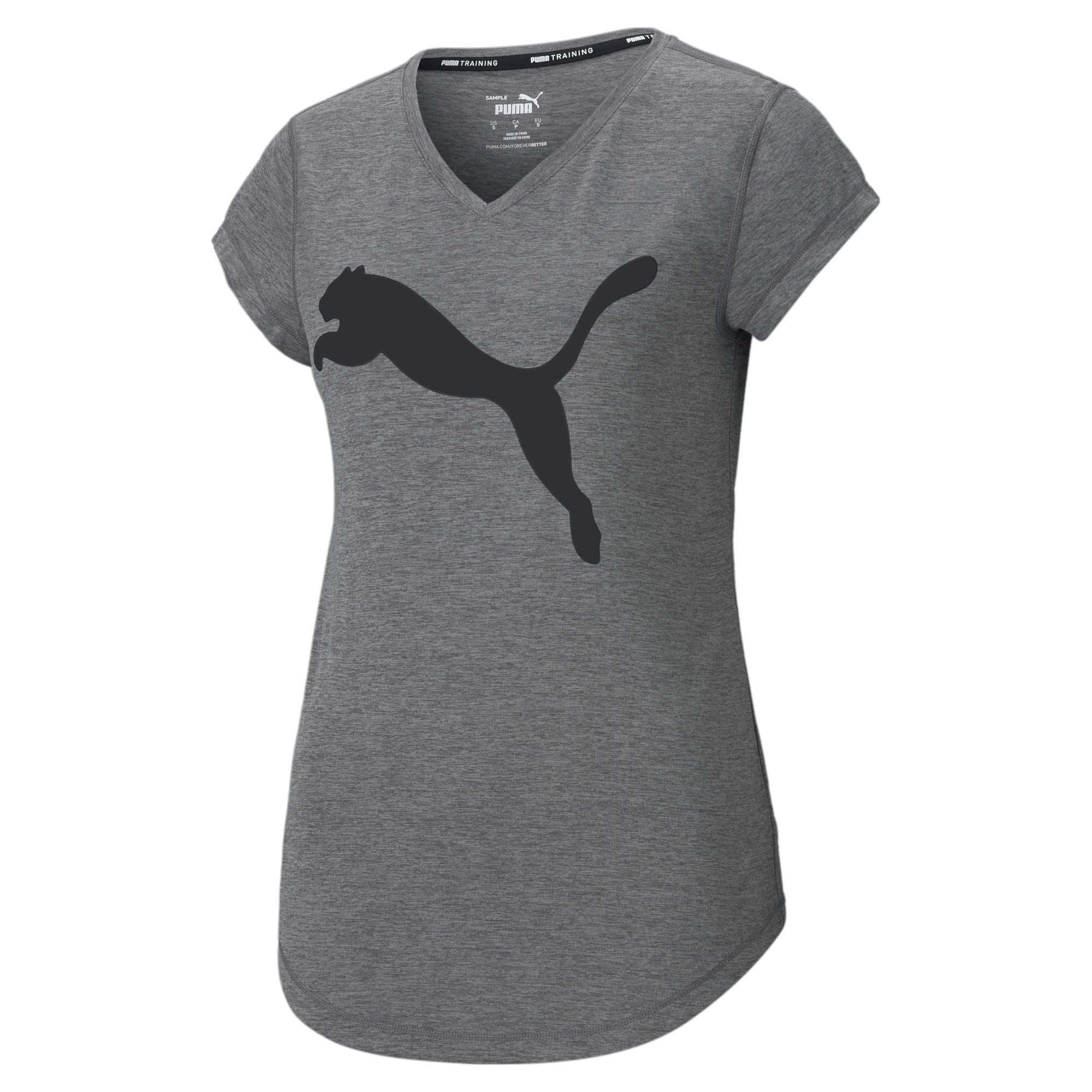 Puma Train Favorite Heather CAT Tee Grau- Female Kurzarm-Shirts- Grsse L - Farbe Charcoal Heather - Puma Cat