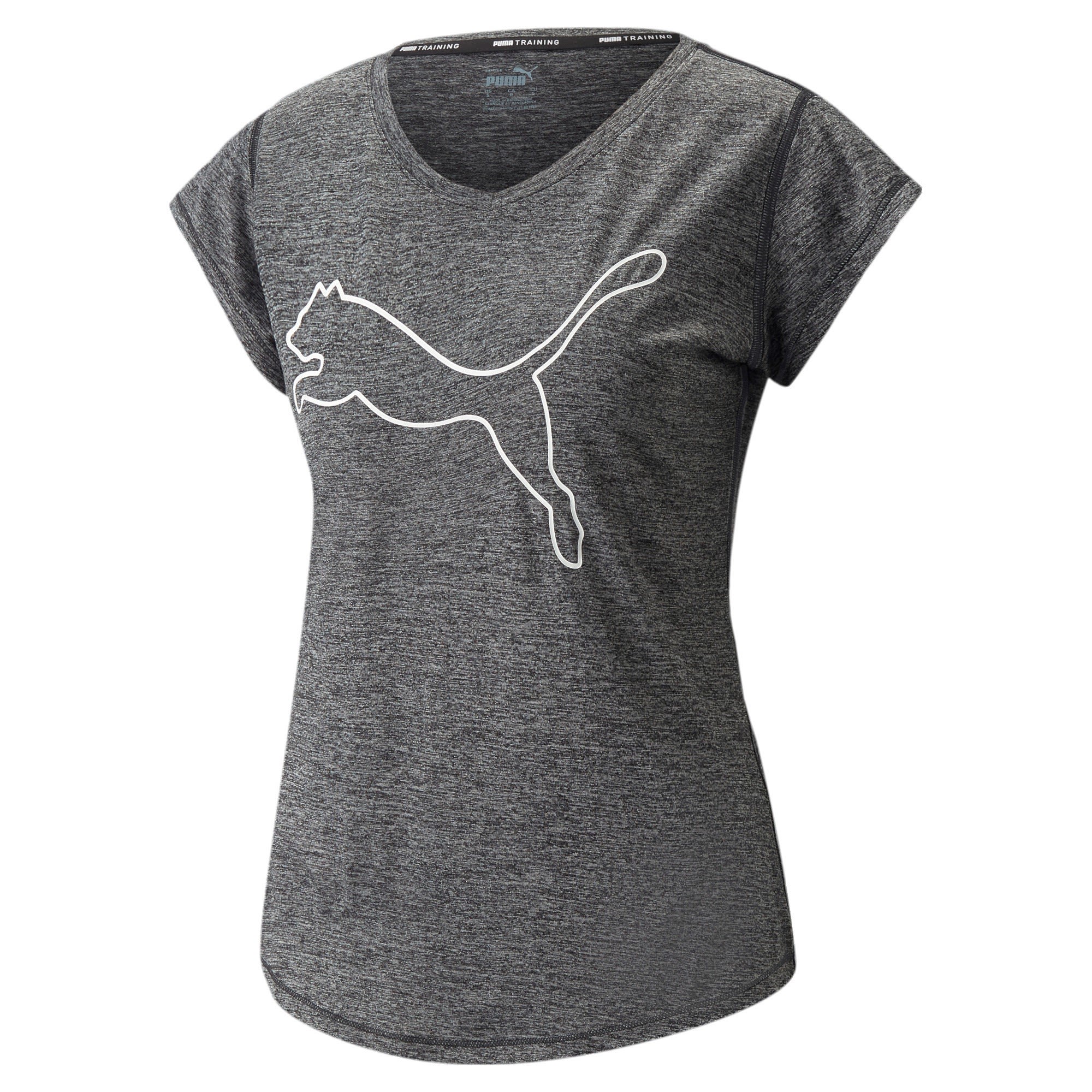 Puma Train Favorite Heather CAT Tee Grau- Female Kurzarm-Shirts- Grsse S - Farbe Puma Black Heather