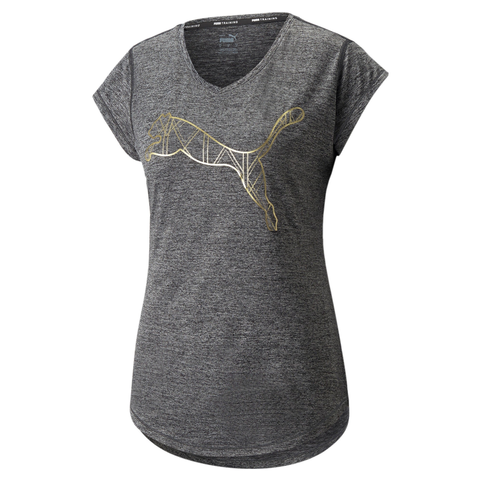 Puma Train Favorite Heather CAT Tee Grau- Female Kurzarm-Shirts- Grsse XS - Farbe Puma Black Heather - AOP Cat Q4