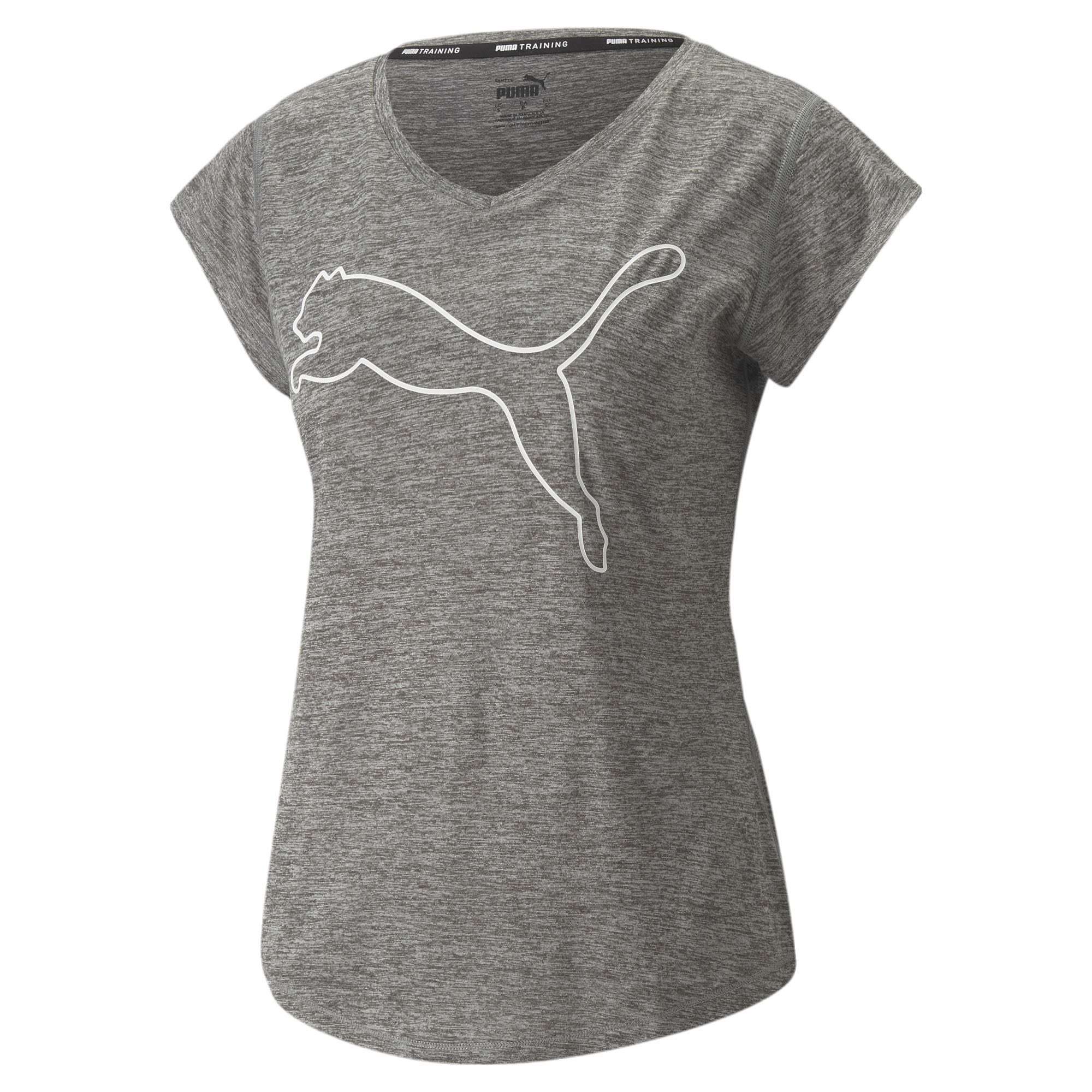 Puma Train Favorite Heather CAT Tee Grau- Female Kurzarm-Shirts- Grsse XXL - Farbe Medium Gray Heather - Outline Cat