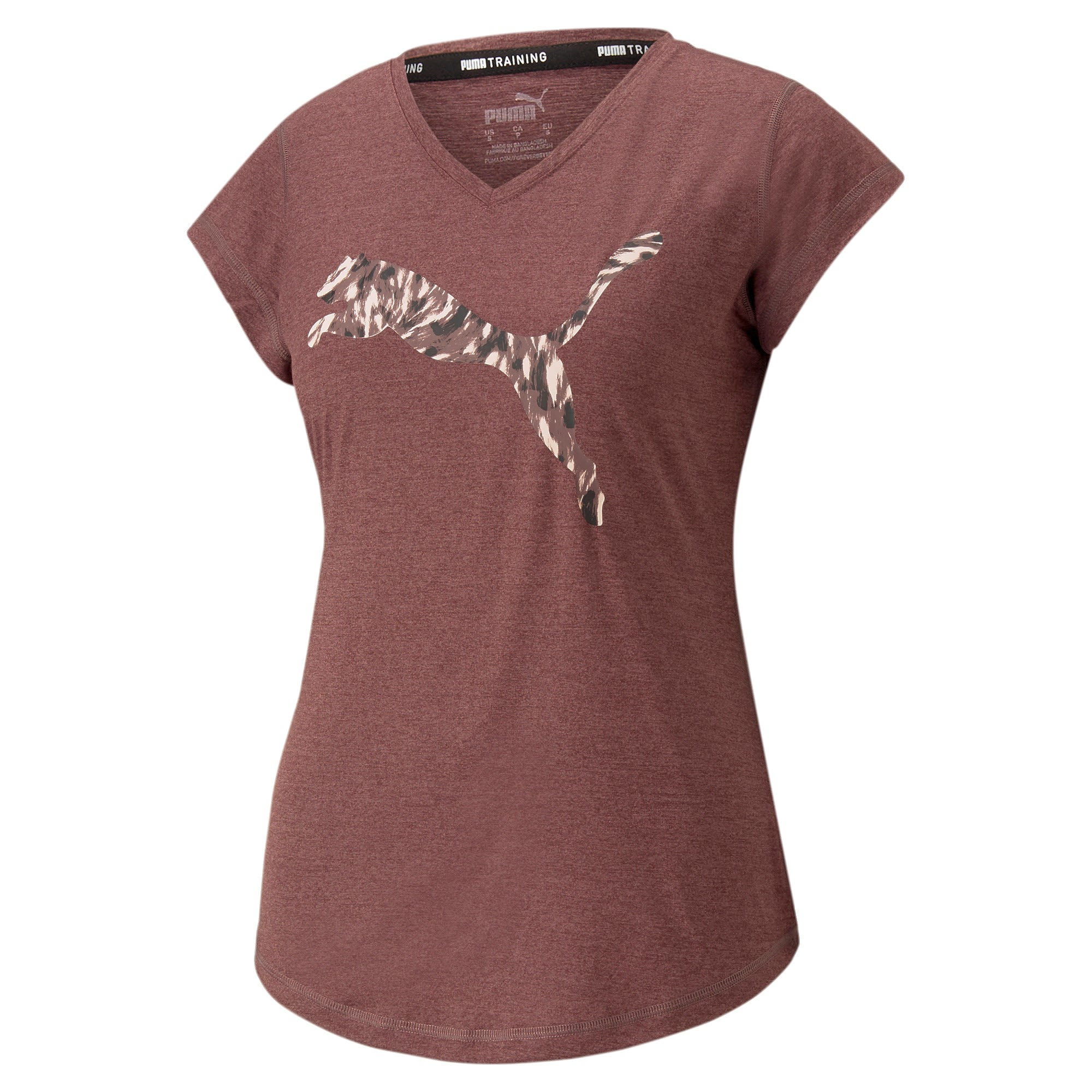 Puma Train Favorite Heather CAT Tee Lila-Violett- Female T-Shirts- Grsse L - Farbe Dusty Plum Heather - AOP Cat