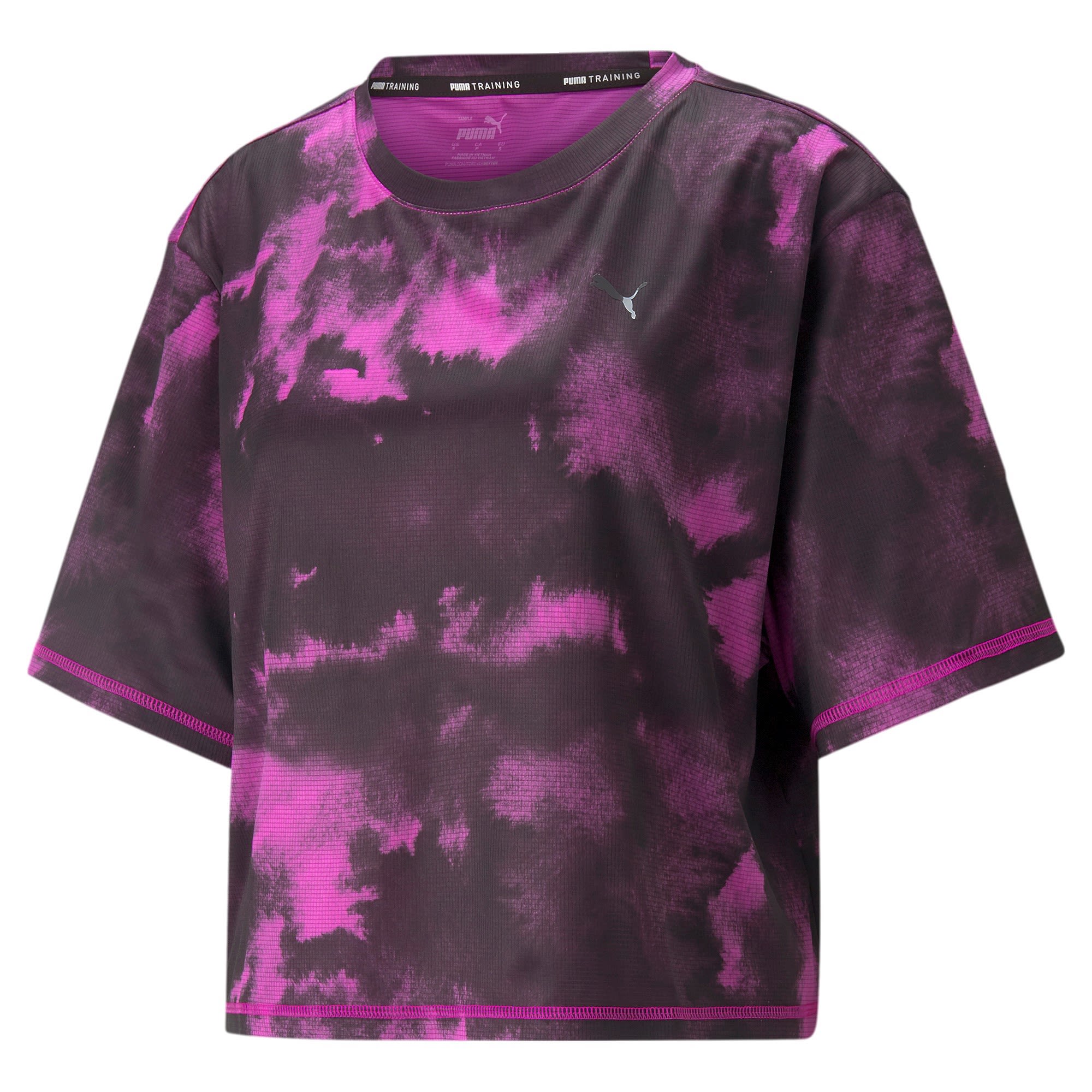 Puma Train Favourite AOP Crop Tee Lila - Pink- Female Kurzarm-Shirts- Grsse XS - Farbe Deep Orchid - AOP