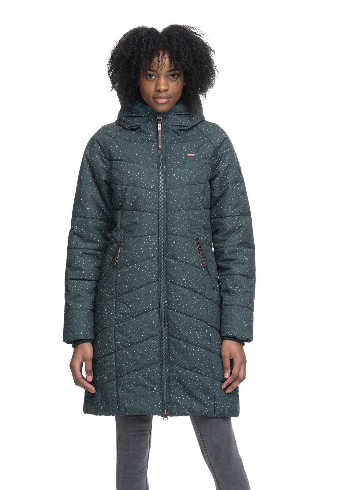 Ragwear Dizzie Coat Dots Grn- Female Freizeitmntel- Grsse XS - Farbe Dark Green