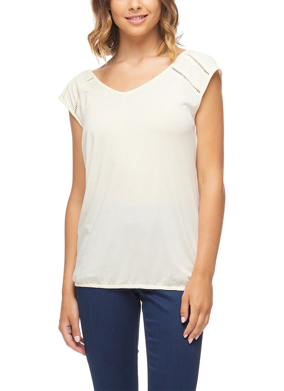 Ragwear Jungie Organic Weiss- Female Tops - rmellose Shirts- Grsse XXL - Farbe White