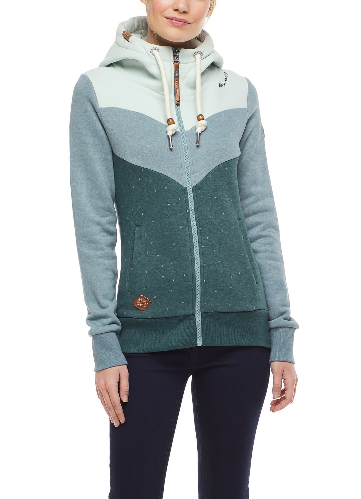 Ragwear Trega Zip (Vorgngermodell) Colorblock - Grn- Female Ponchos und Capes- Grsse L - Farbe Dusty Green