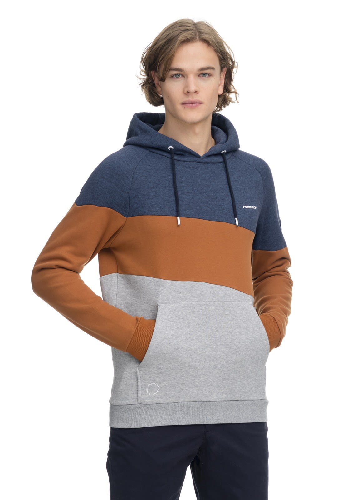 Ragwear Triso Colorblock - Blau - Braun - Grau- Male Sweaters und Hoodies- Grsse S - Farbe Cinnamon