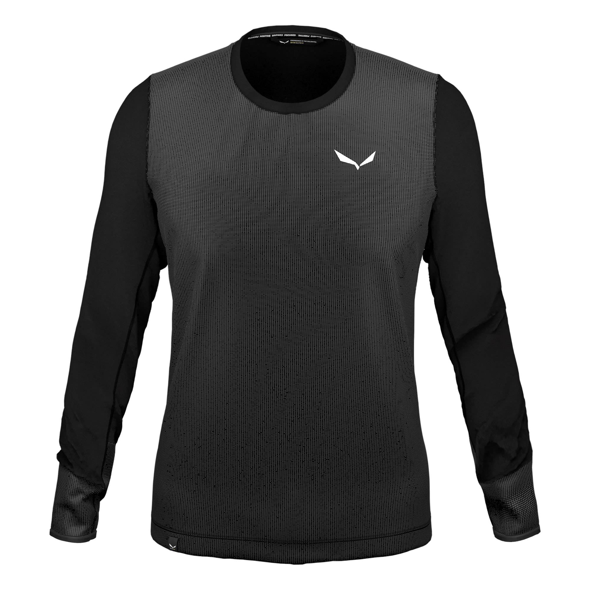 Salewa Alpine Hemp Print L-S Tee Schwarz- Male T-Shirts- Grsse S - Farbe Black Out
