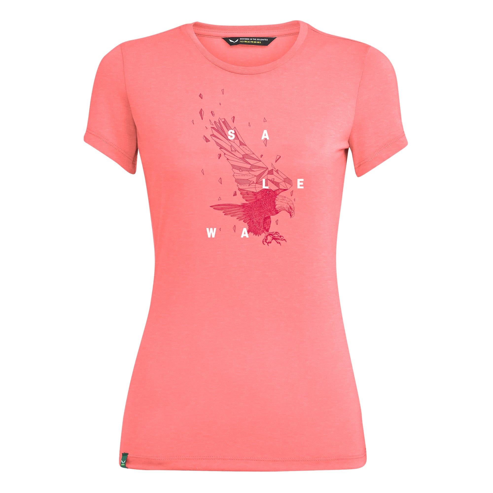 Salewa Eagle Figure Dry S-S Tee Pink- Female Kurzarm-Shirts- Grsse 42 - Farbe Shell Pink Melange