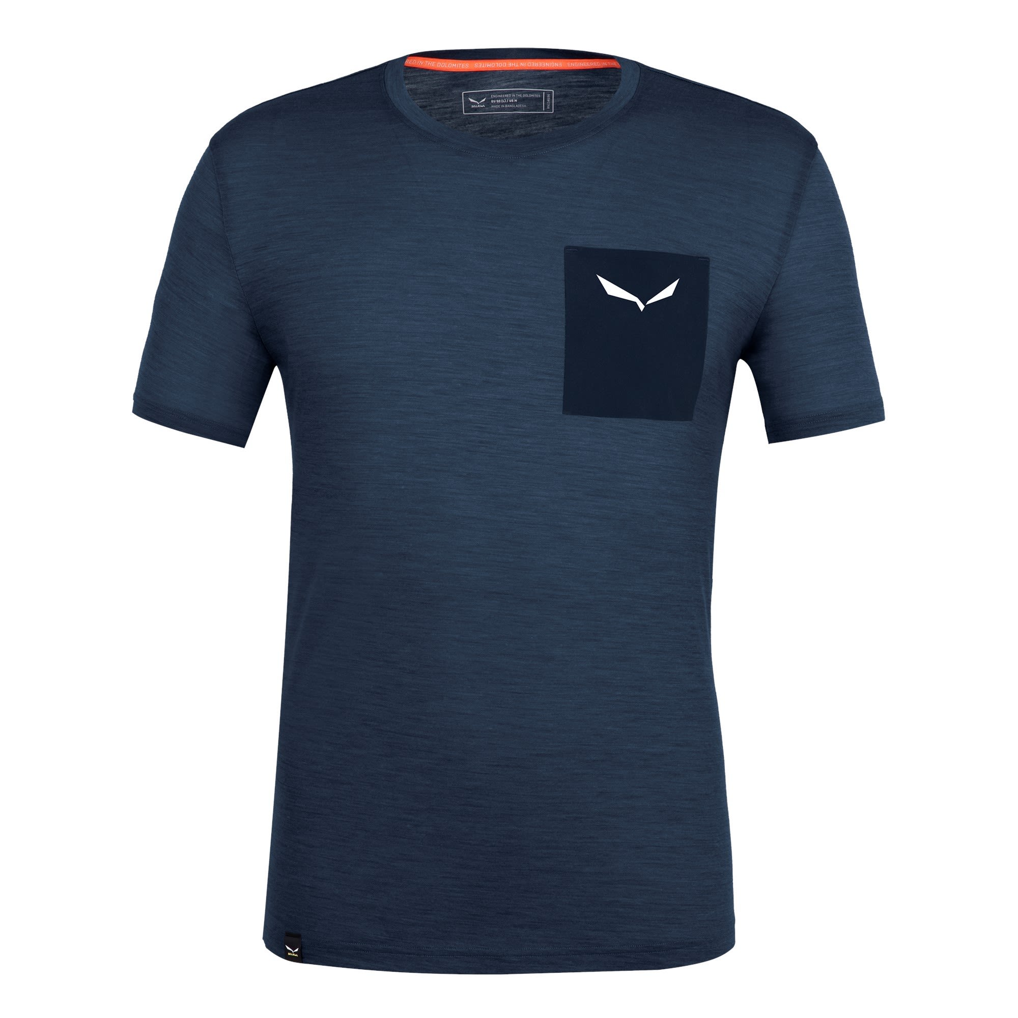 Salewa Pure Logo Pocket Alpine Merino T-Shirt Blau- Male Merino T-Shirts- Grsse XXL - Farbe Dark Denim