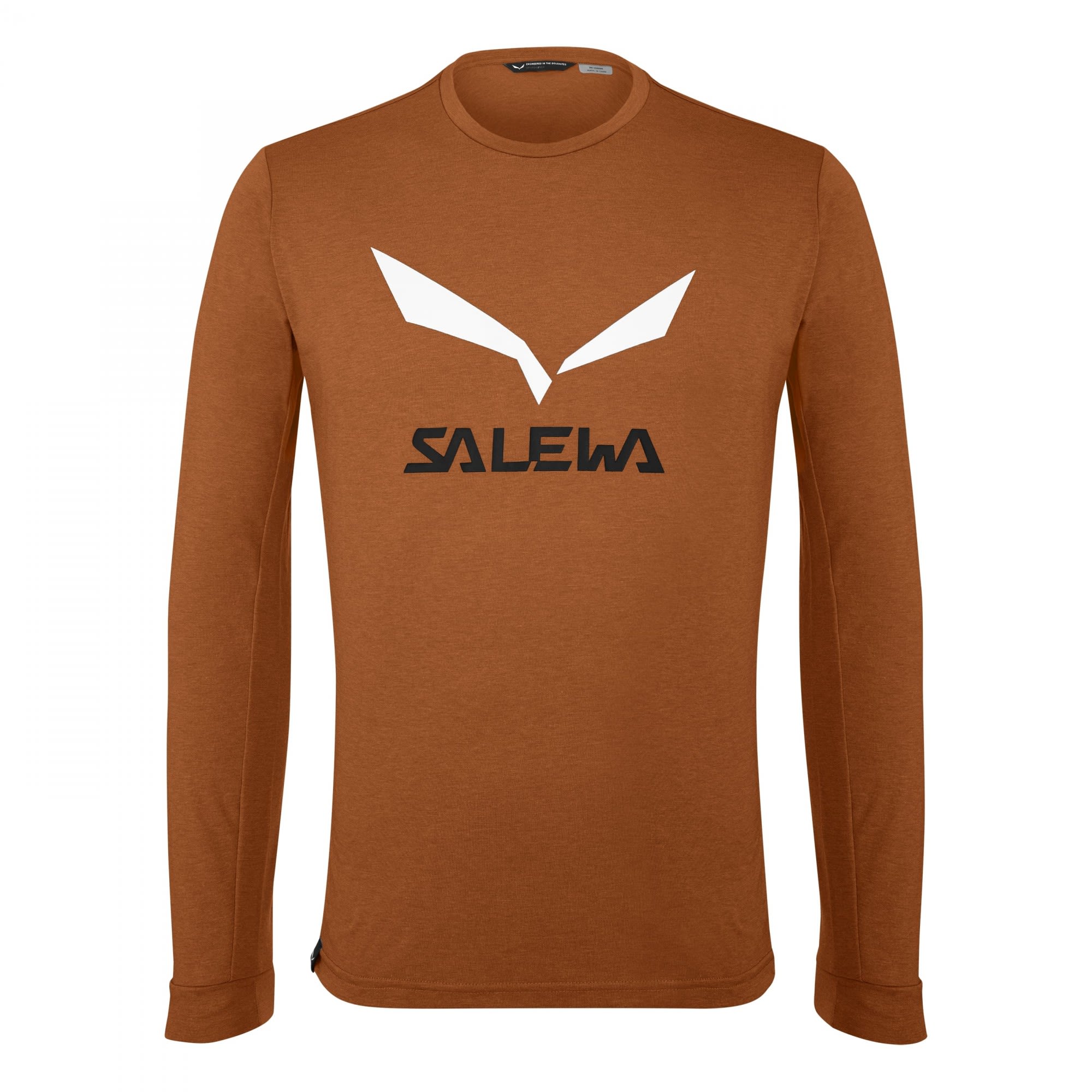Salewa Solidlogo Dry L-S Tee Braun- Male Langarm-Shirts- Grsse S - Farbe Autumnal Melange