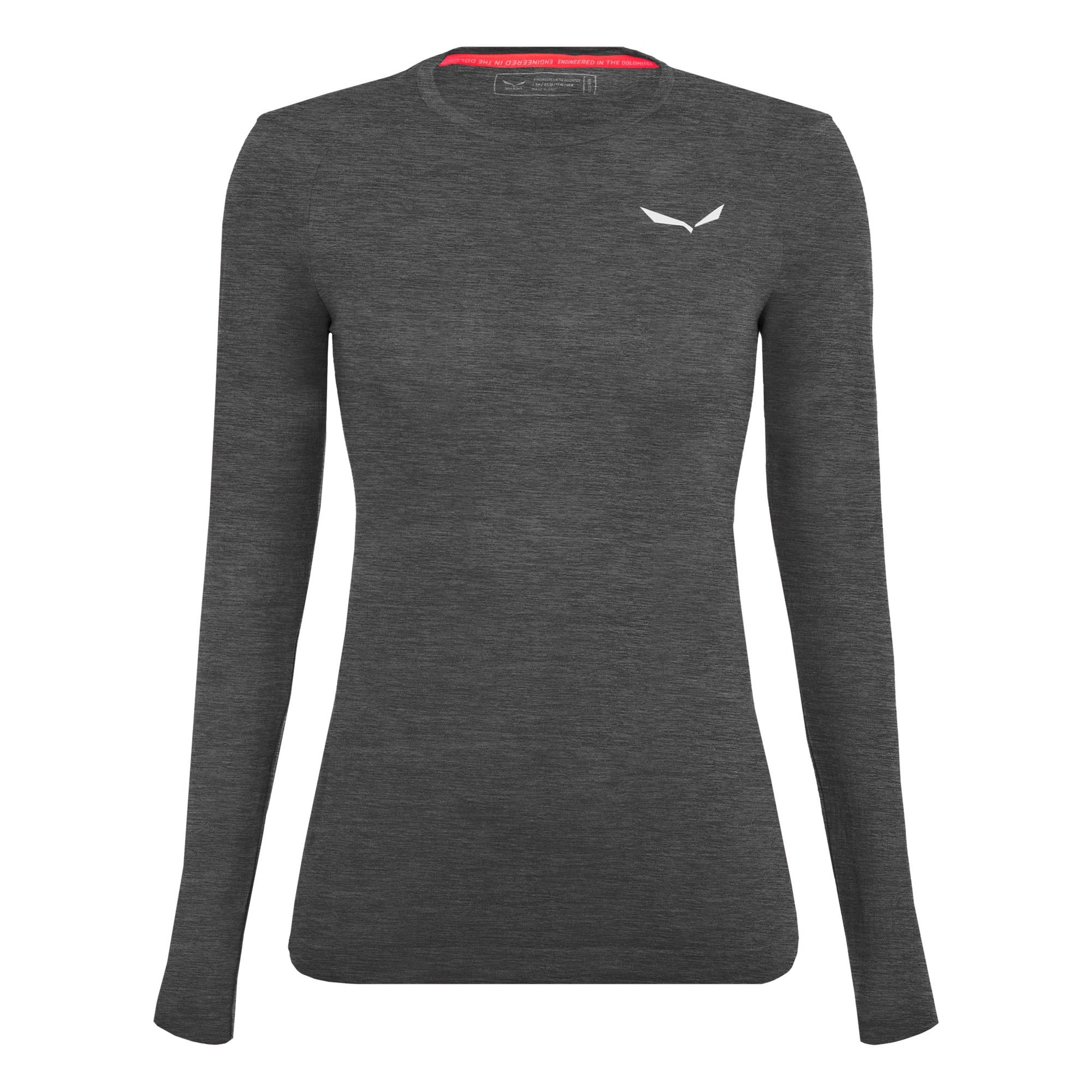 Salewa Zebru Fresh Alpine Merino Responsive L-S Tee Schwarz- Female Merino T-Shirts- Grsse 34 - Farbe Black Out