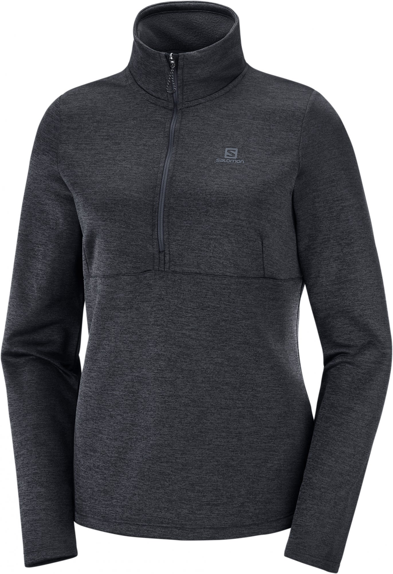 Salomon Transition Half Zip Schwarz- Female Langarm-Shirts- Grsse XL - Farbe Black - Heather