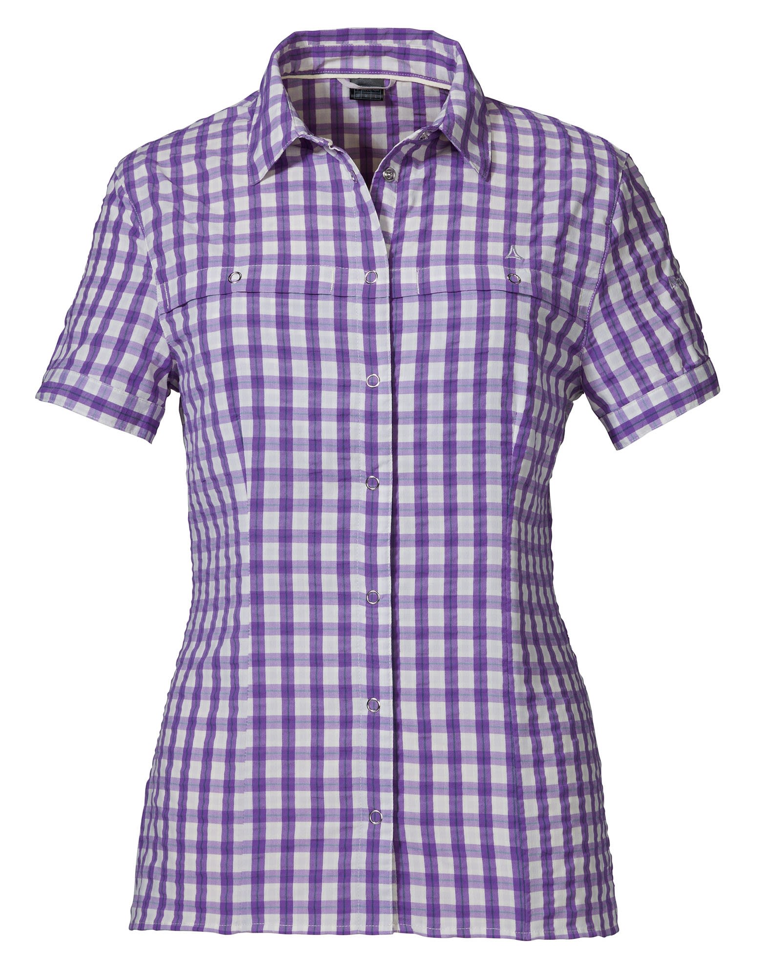 Schffel Blouse Walla Walla3 Kariert - Lila- Female Kurzarm-Hemden- Grsse 46 - Farbe Chive Blossom