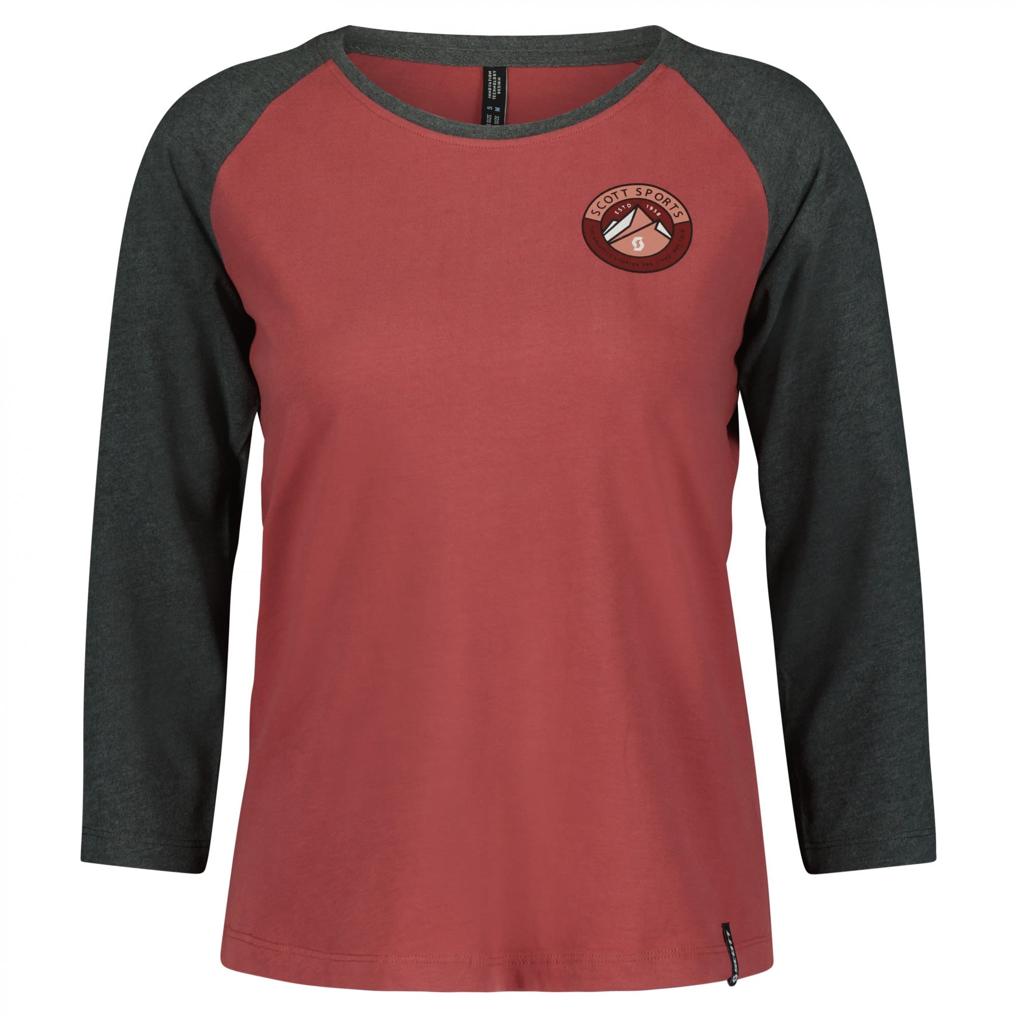 Scott 10 Casual 3-4 L-Sl Tee Colorblock - Rot- Female Langarm-Shirts- Grsse XS - Farbe Burnt Red - Dark Grey Melange