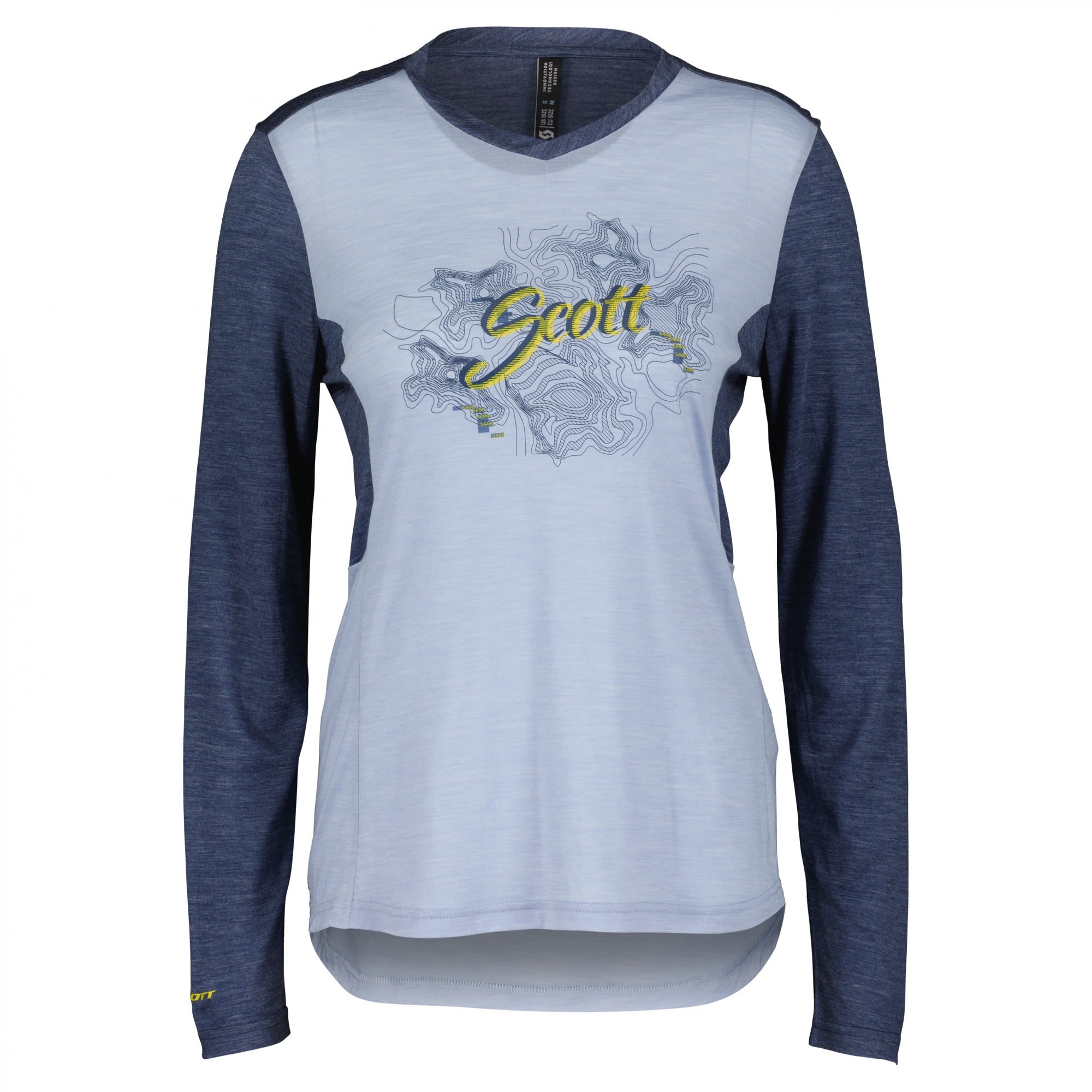 Scott Defined Merino L-Sl Shirt Colorblock - Blau- Female Merino Langarm-Shirts- Grsse XS - Farbe Glace Blue - Midnight Blue