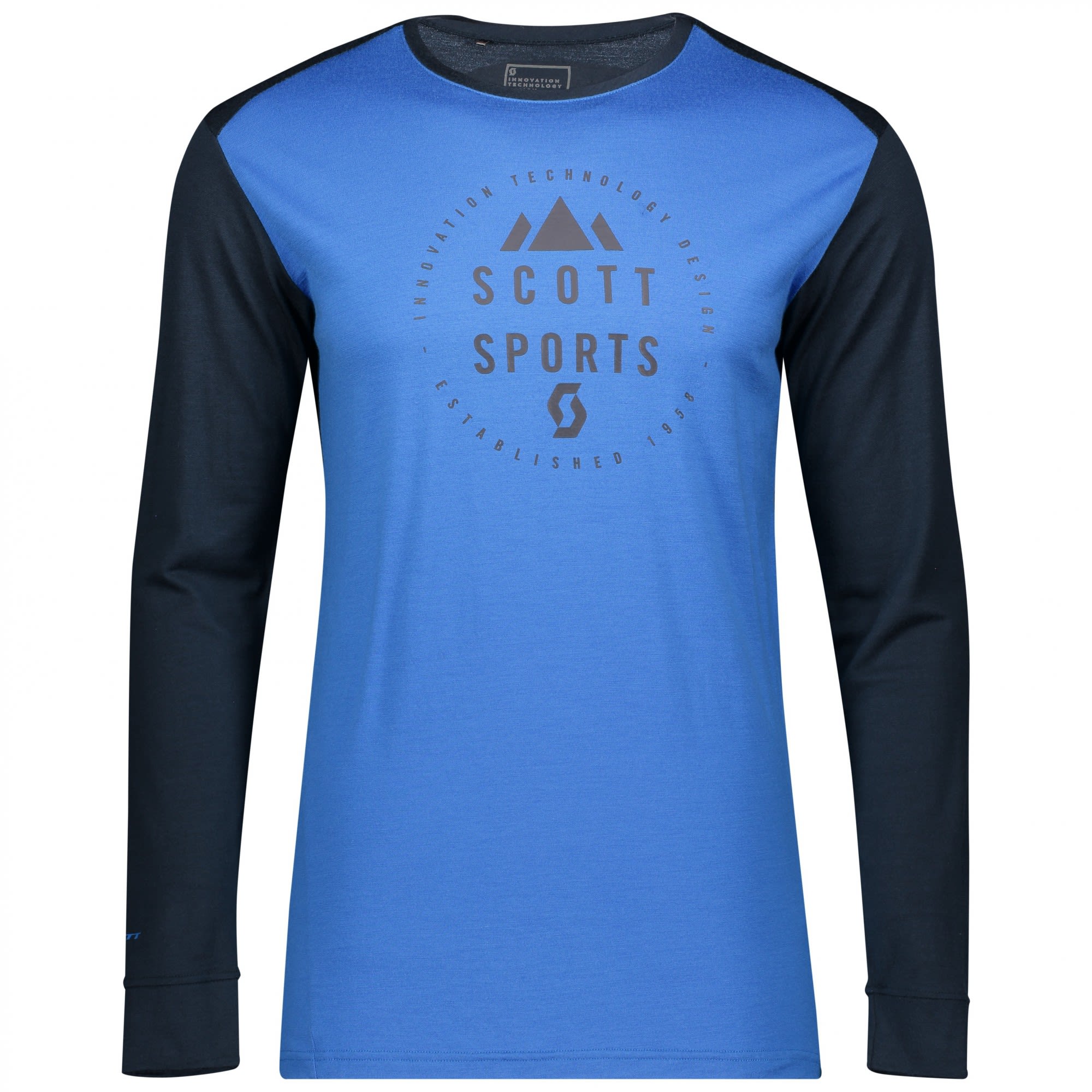 Scott Defined Merino L-Sl Shirt Colorblock - Blau- Male Merino Kurzarm-Shirts und Tops- Grsse XXL - Farbe Dark Blue - Skydive Blue