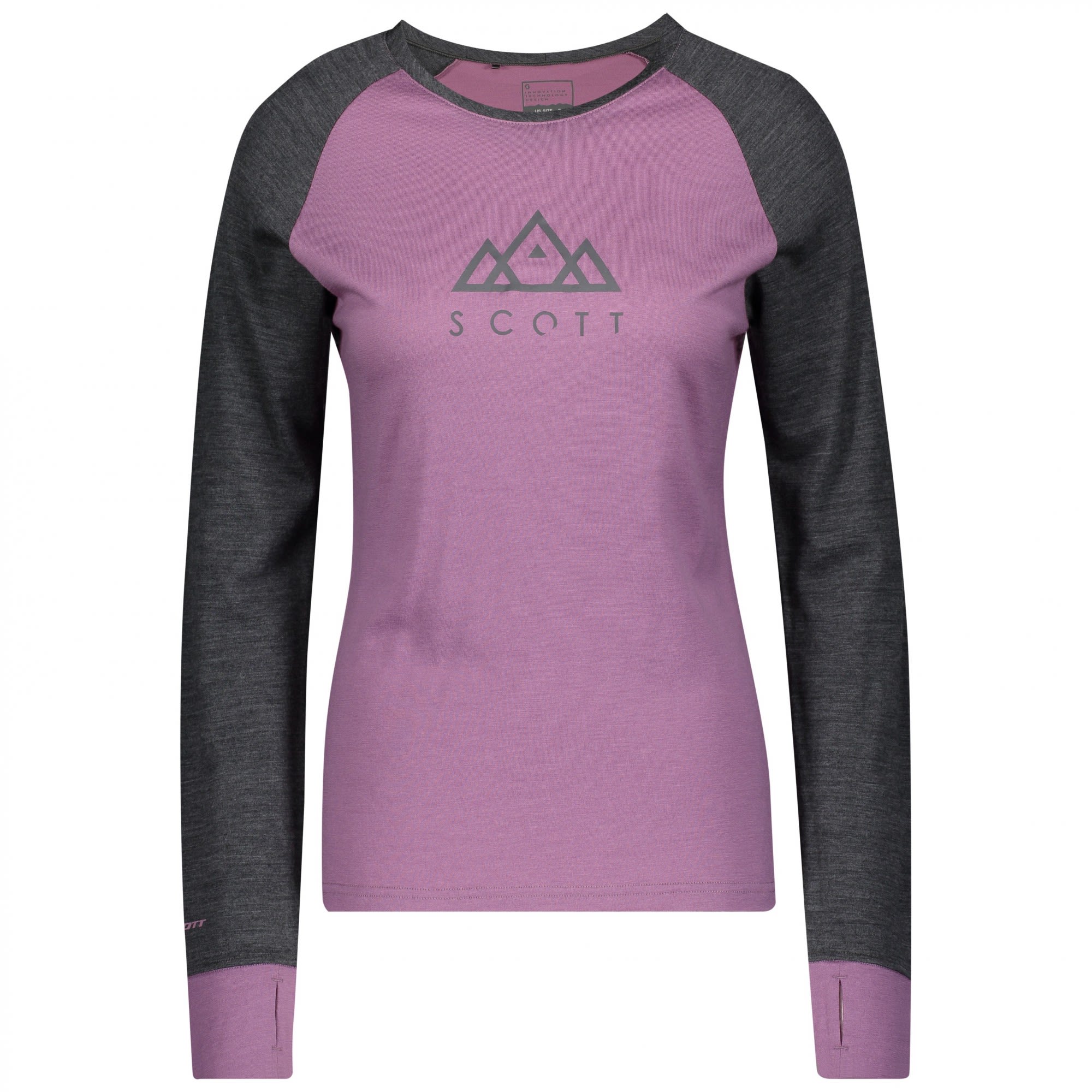 Scott Defined Merino L-Sl Shirt Colorblock - Pink- Female Merino Kurzarm-Shirts und Tops- Grsse L - Farbe Dark Grey Melange - Cassis Pink