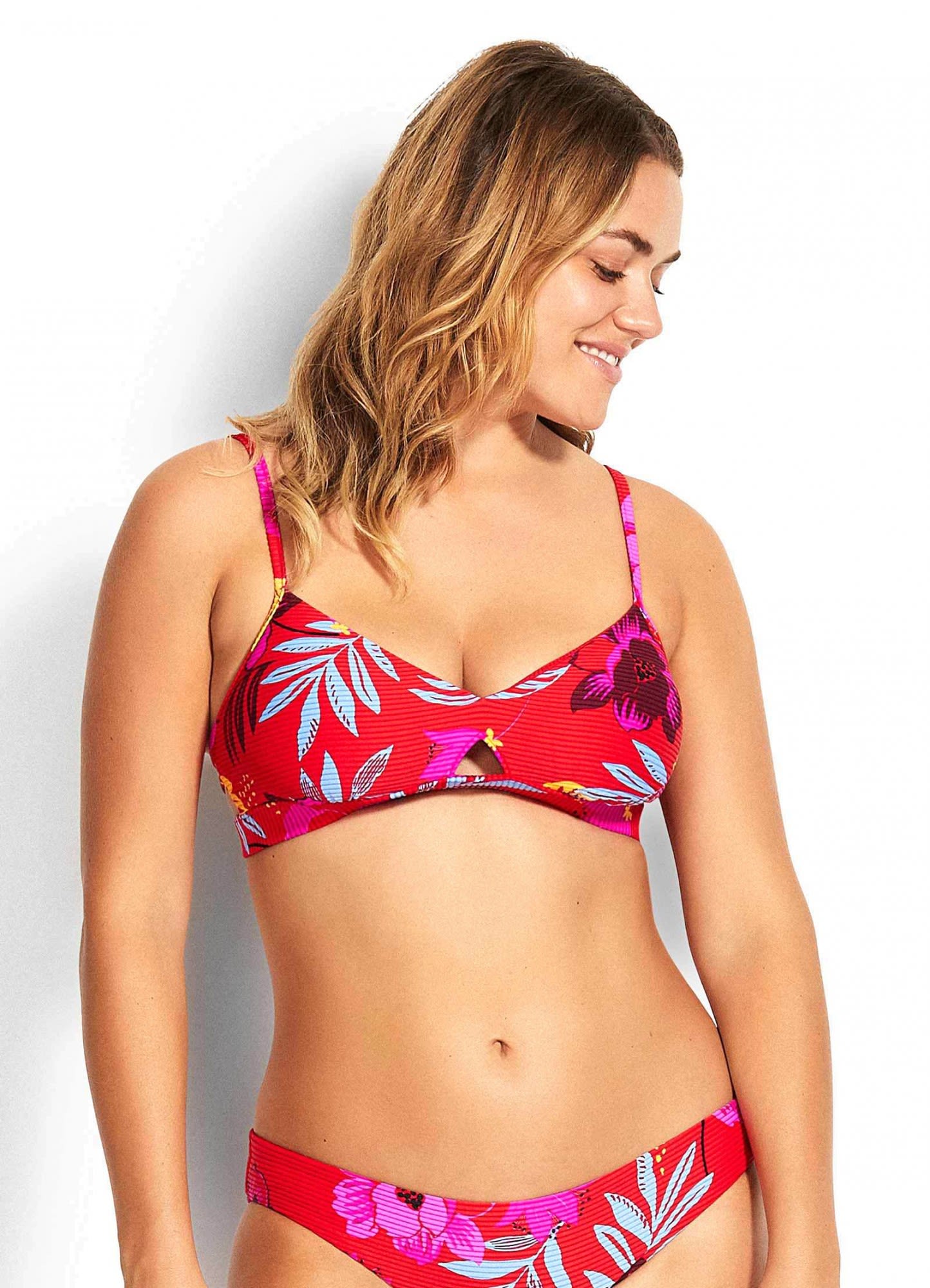Seafolly ON Vacation Keyhole Bralette Pink- Female Bade-Oberteile- Grsse AUS 10 - EU 36 - Farbe Chili