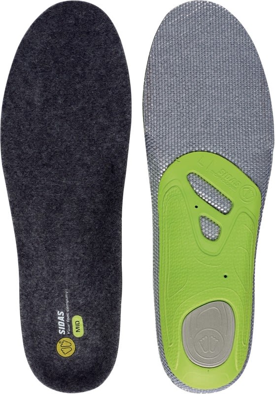 Sidas 3feet Merino Mid Einlegesohlen Grau - Grn- Merino Schuh-Zubehr- Grsse EU 35-36 - Farbe Anthracite - Green