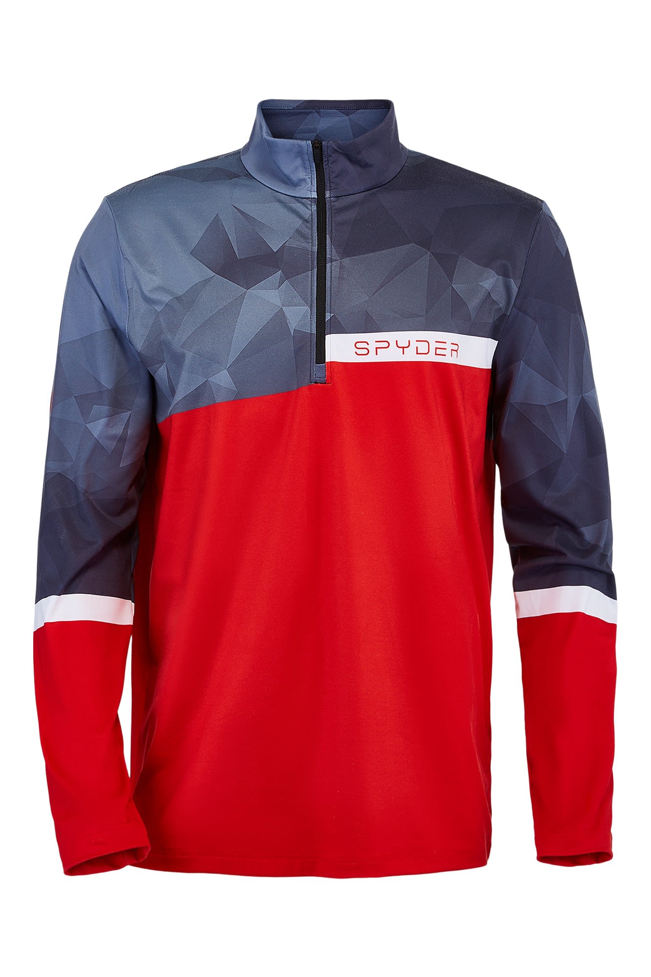 Spyder Paramount Zip T-Neck Colorblock - Rot- Male Langarm-Shirts- Grsse S - Farbe Ebony - Volcano unter Spyder