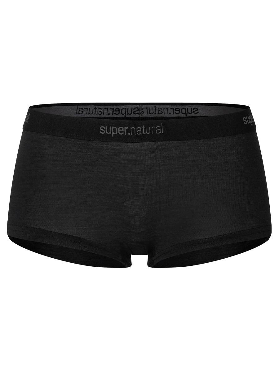 Super-Natural Base Boyfriend Hipster 175 Schwarz- Female Merino Lange Unterhosen- Grsse XS - Farbe Jet Black