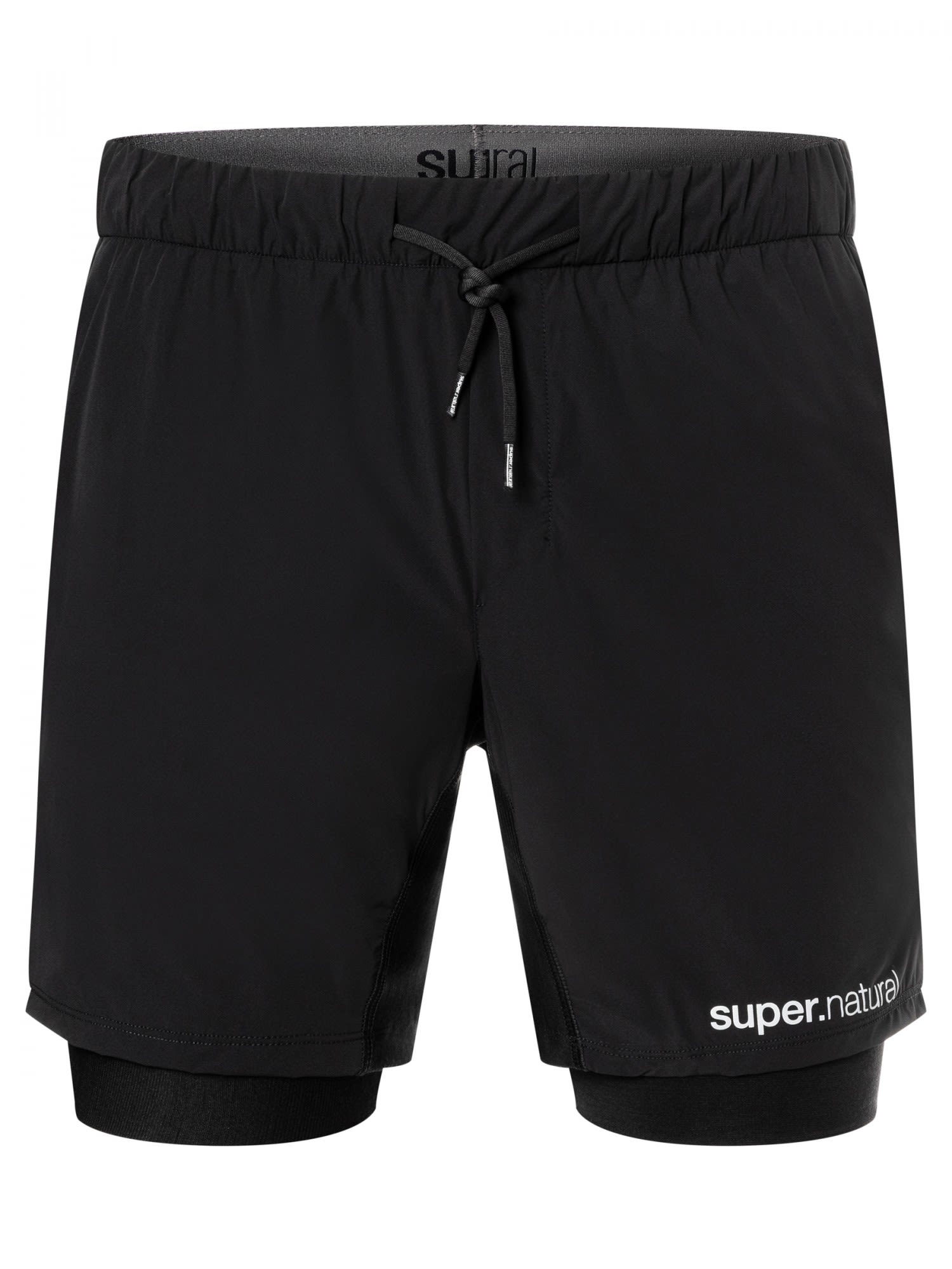 Super-Natural Double Layer Shorts Schwarz- Male Merino Shorts- Grsse S - Farbe Jet Black