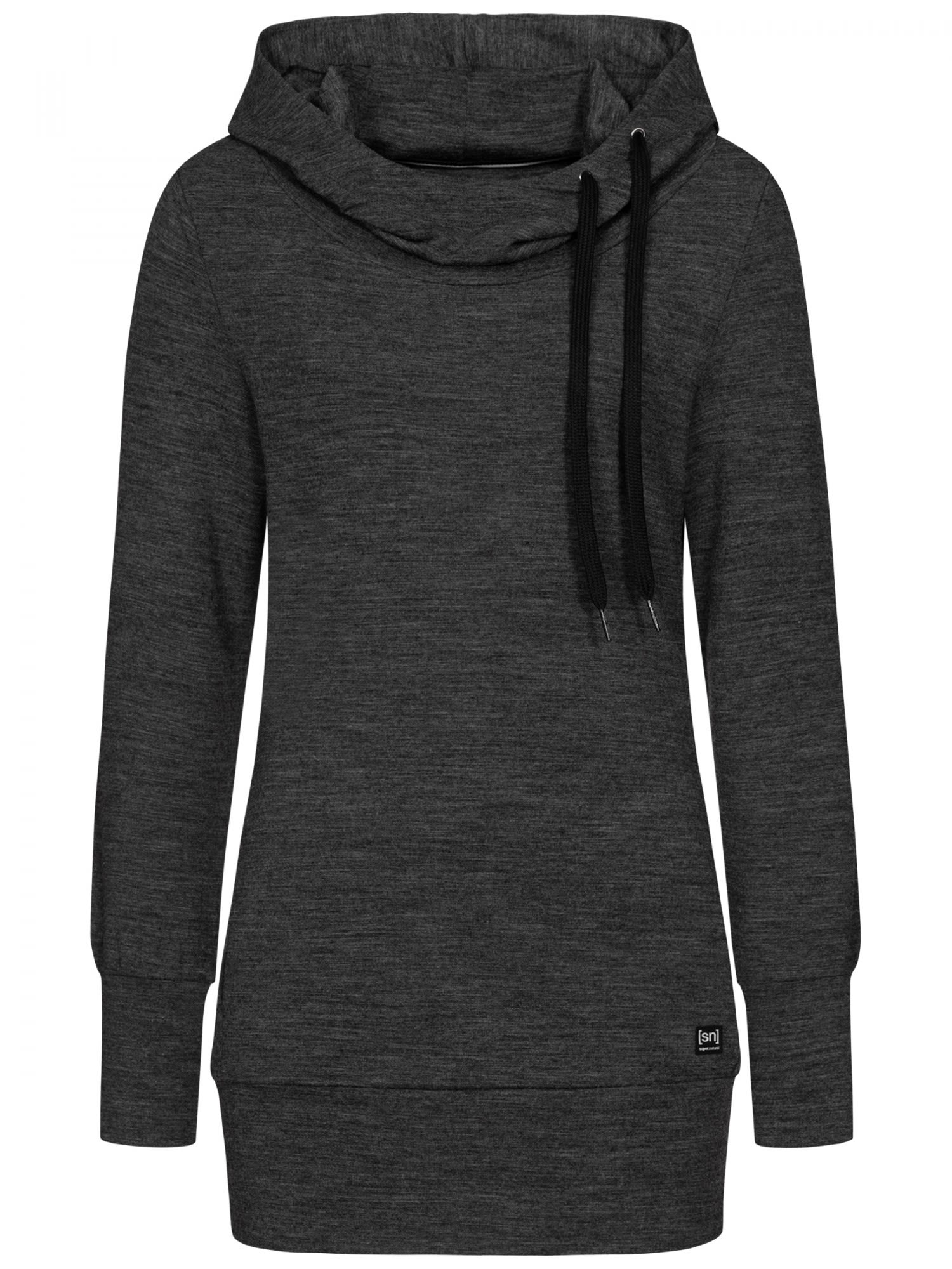 Super-Natural Essential Tunnel Hoodie Schwarz- Female Merino Sweaters und Hoodies- Grsse XS - Farbe Caviar Melange