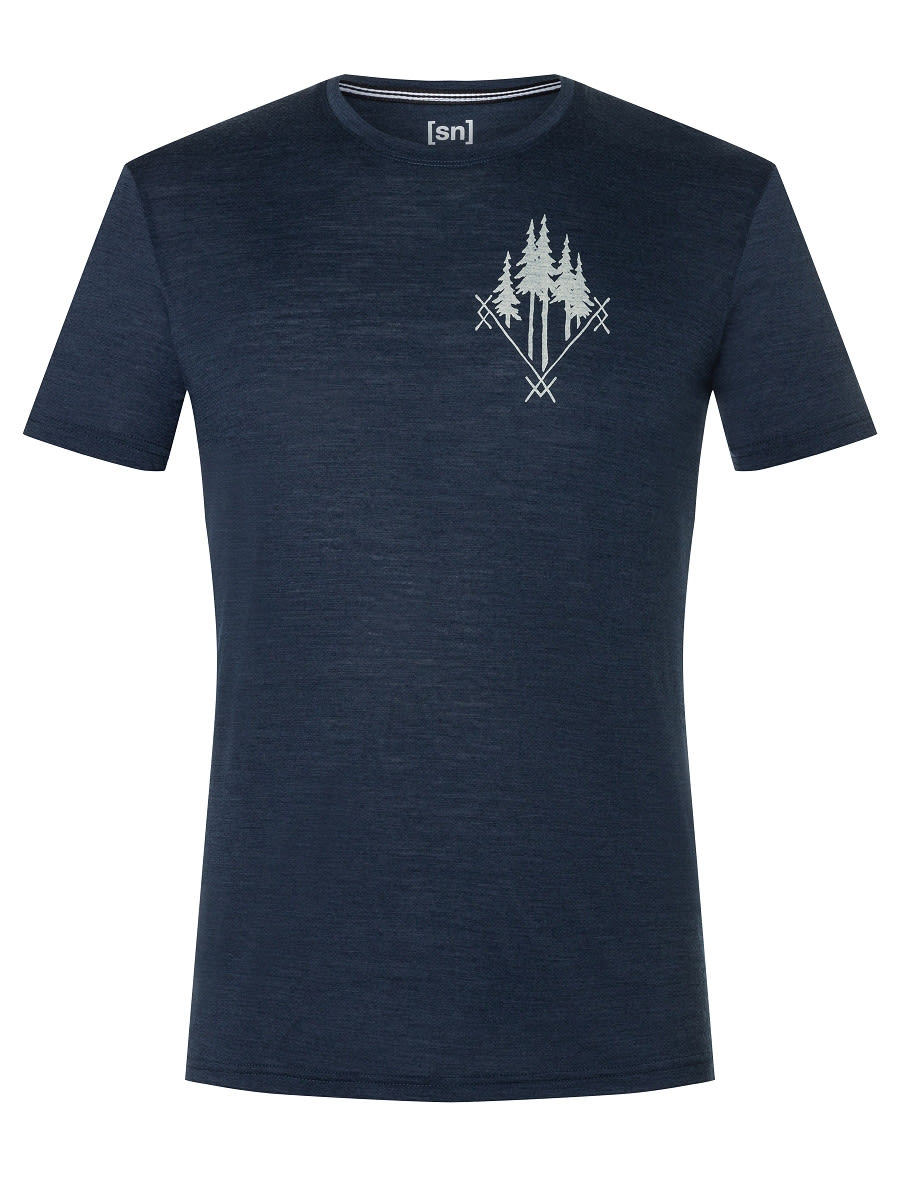 Super-Natural Freeride Tee Blau- Male Merino Kurzarm-Shirts- Grsse S - Farbe Blue Iris Melange - Feather Grey