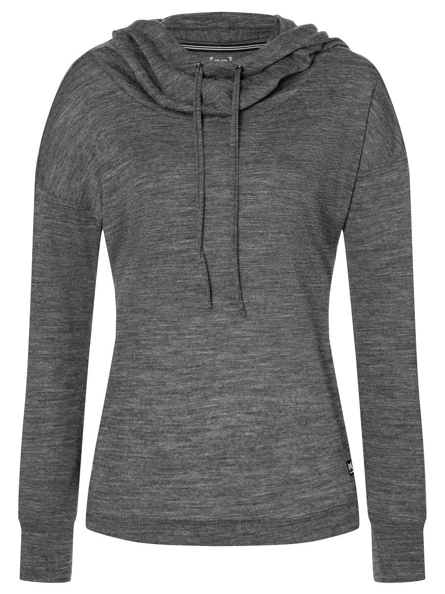 Super-Natural Funnel Hoodie Grau- Female Merino Sweaters und Hoodies- Grsse L - Farbe Caviar Melange